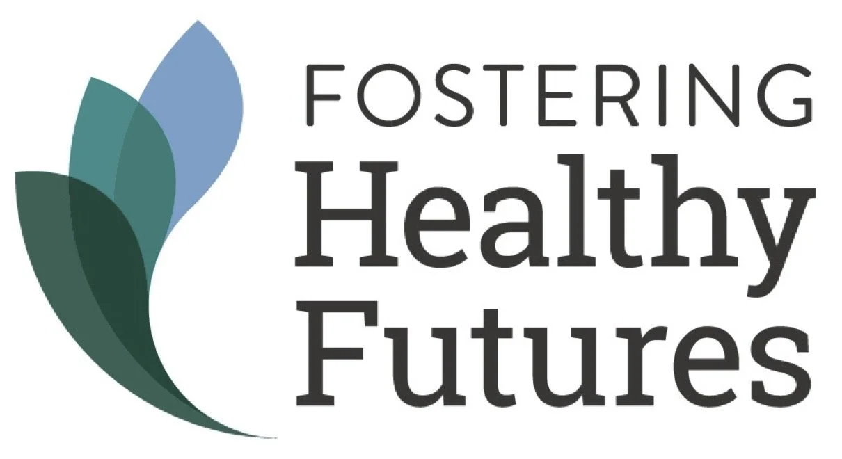 Logo with stylized leaves and the text 'Fostering Healthy Futures'.