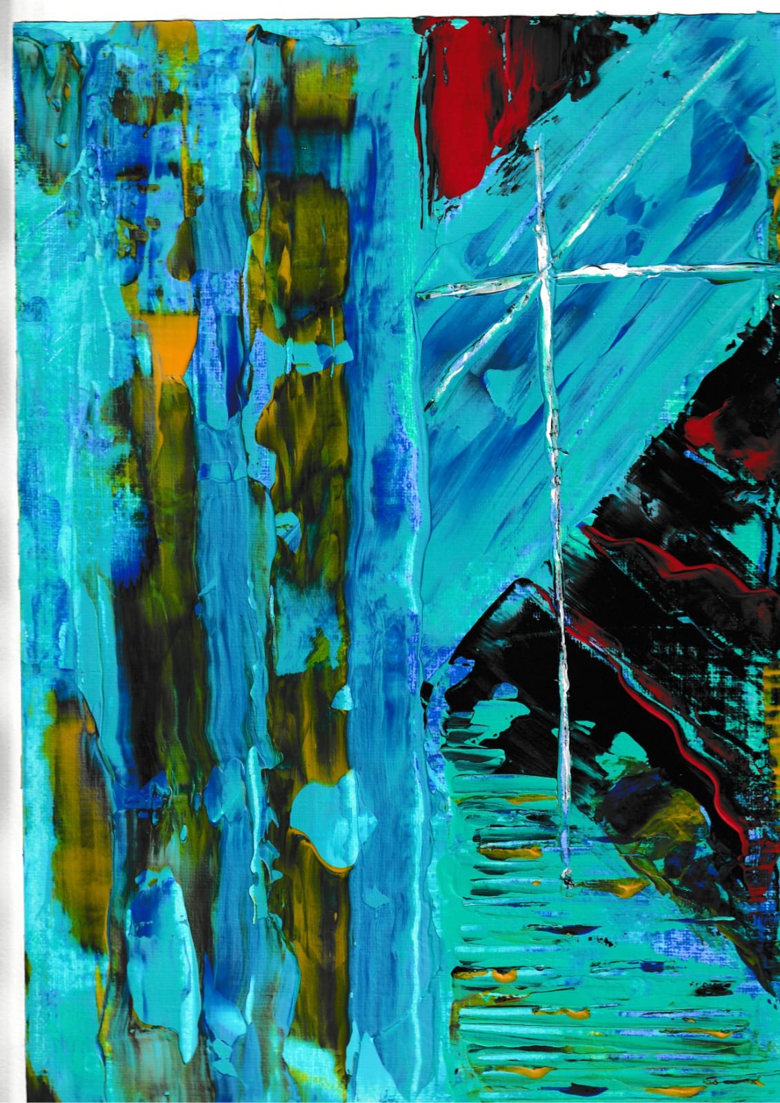 Title:
Medium:
Description: "Created in a moment of deep despair, this painting symbolizes the power of hope and resilience. Layers of bold, contrasting colors reflect the emotional journey of transformation and renewal."