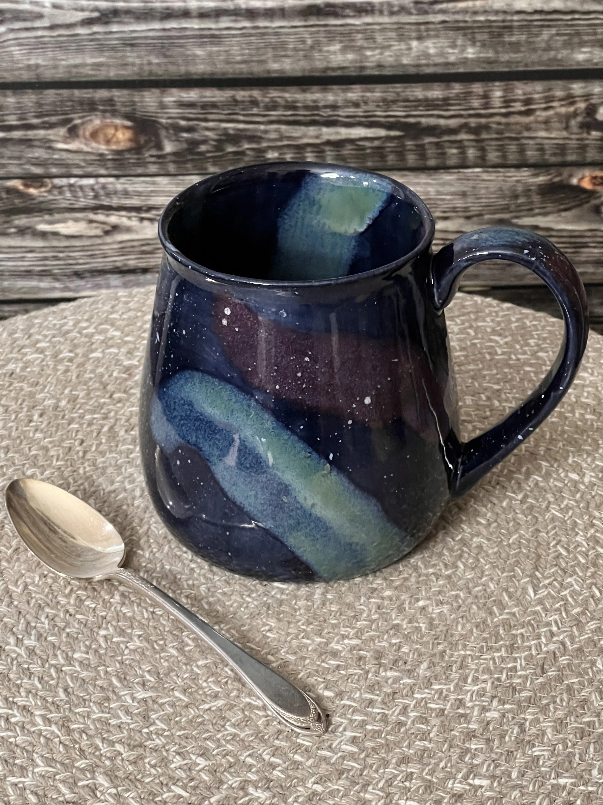 “Midnight Nebula” Stoneware Mug – One-of-a-Kind Cinnamon Rose Pottery