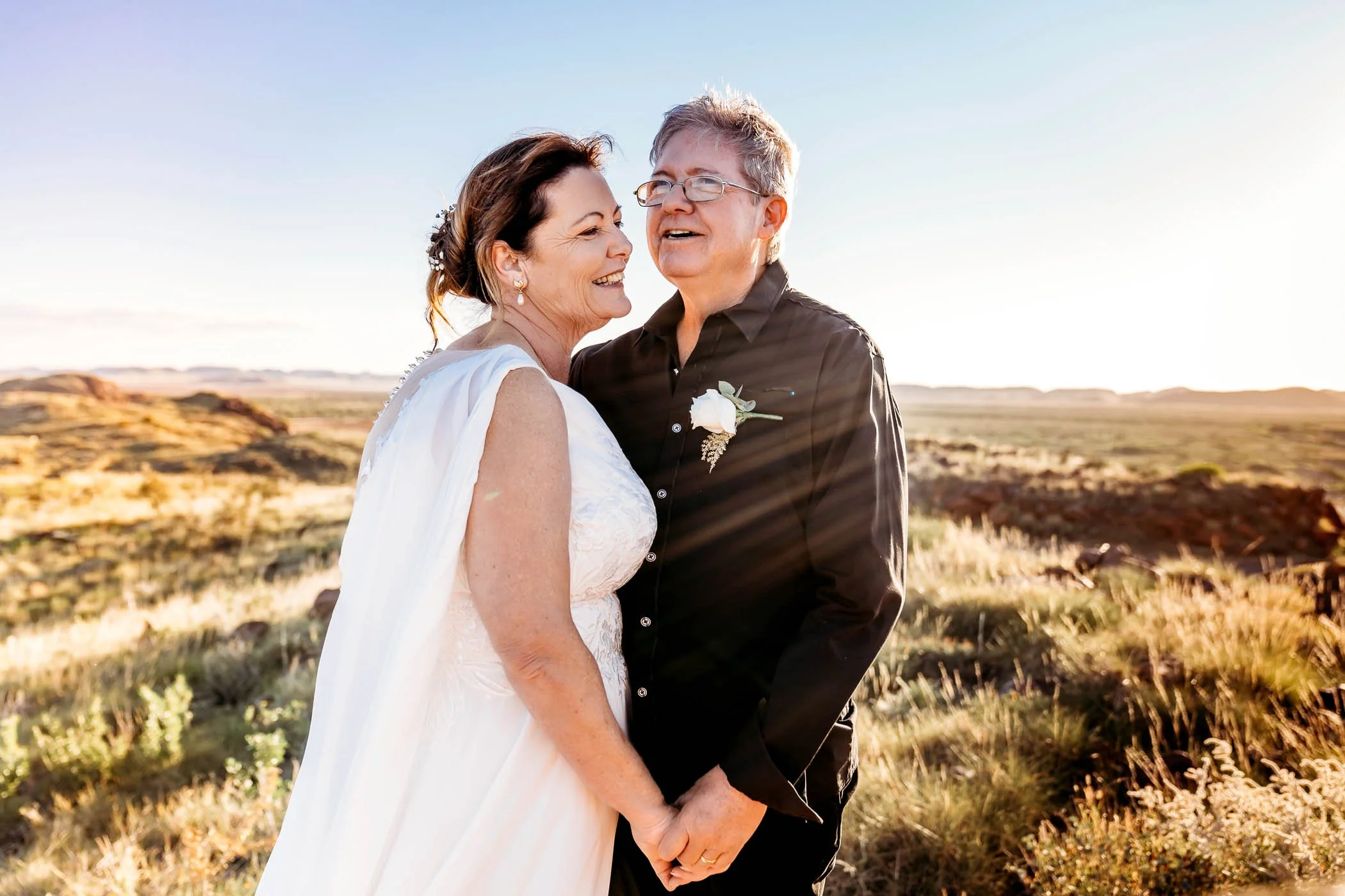 Wedding Couple in Pilbara landscape at Cossack photo by WA Photographer Felicity Ford