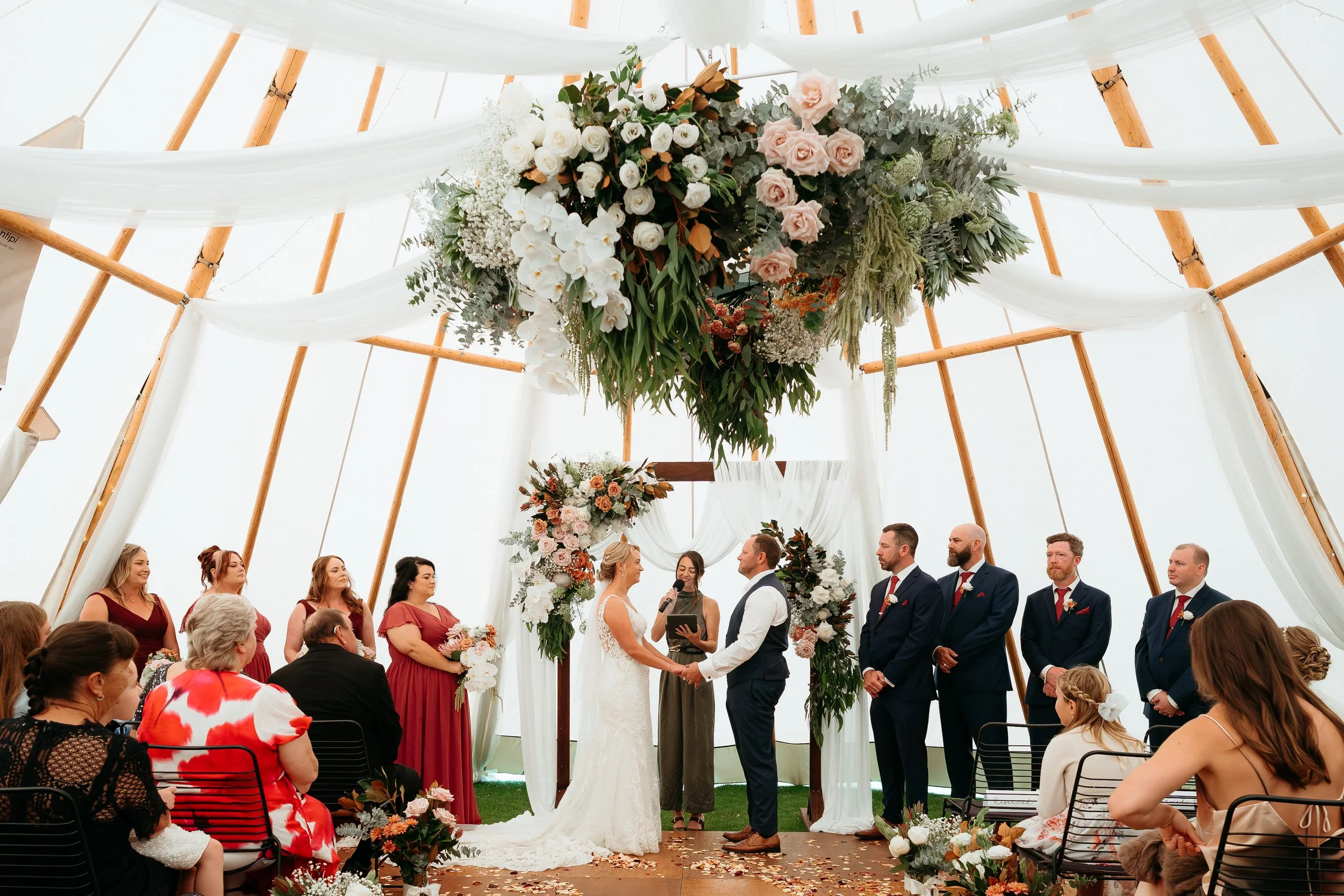 Wedding Ceremony in Teepee Marquee in Margaret River - by Felicity Ford