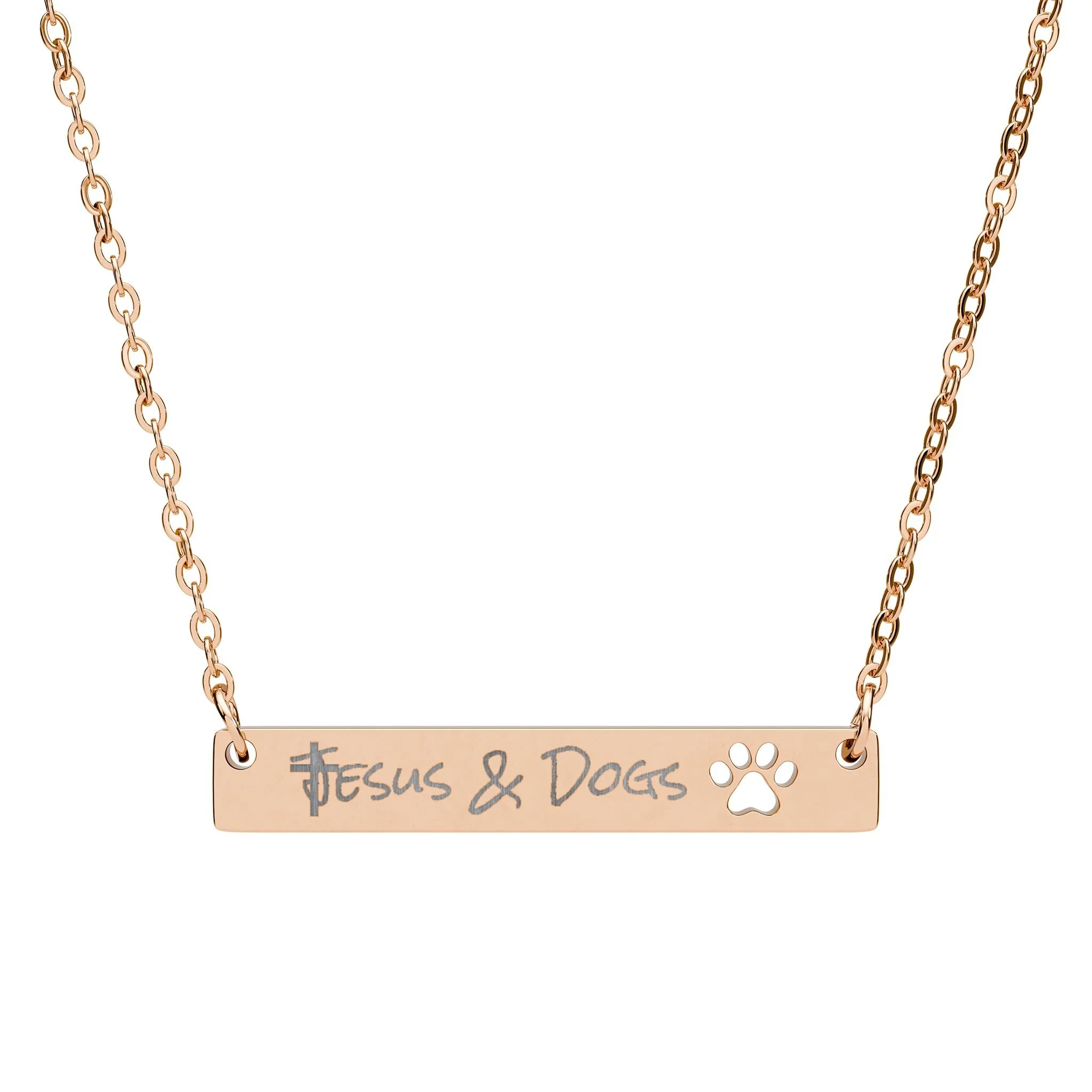 "Jesus & Dogs" Paw Cutout Bar Necklace