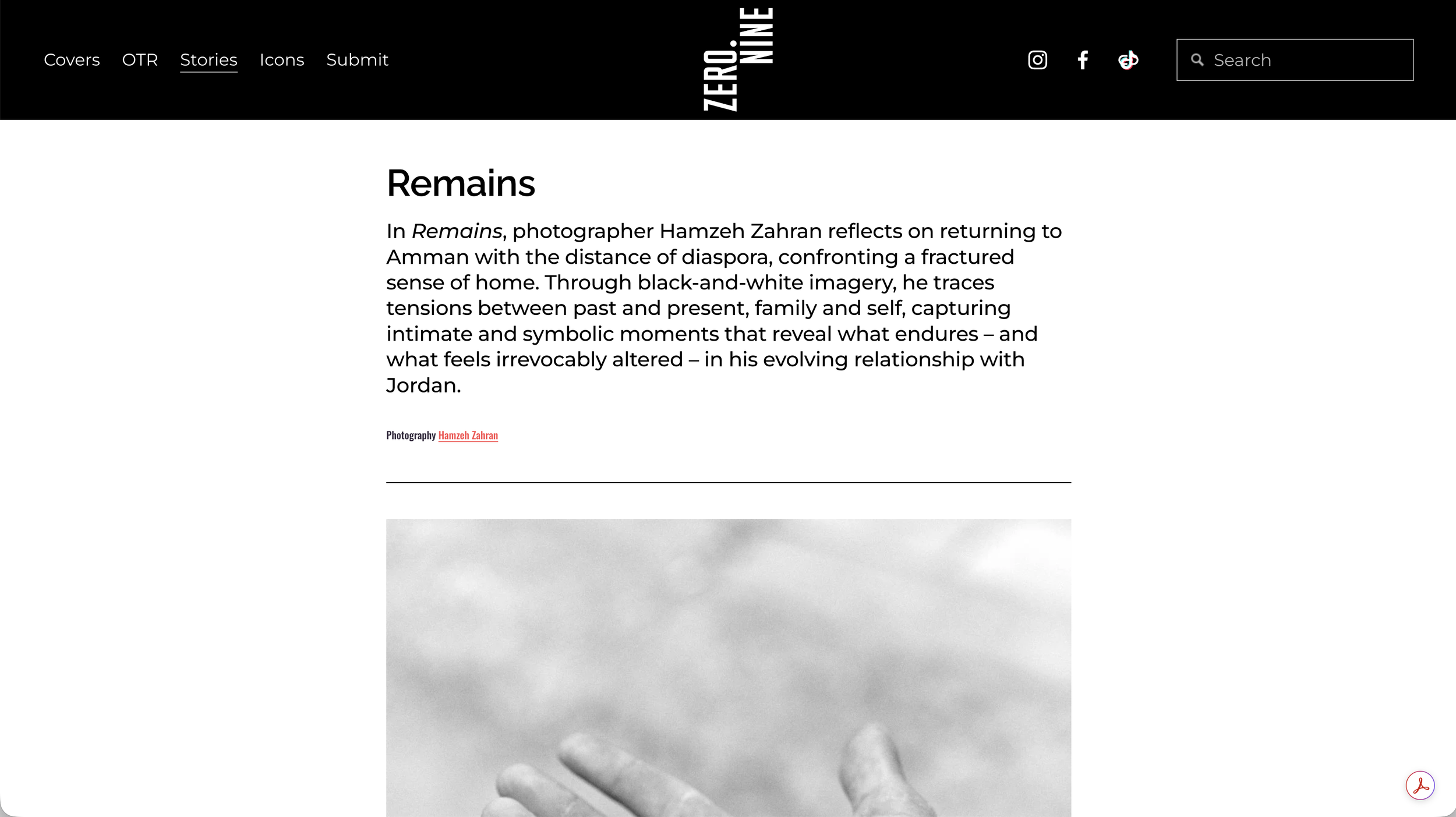 "Remains" featured on ZERO.NINE Magazine