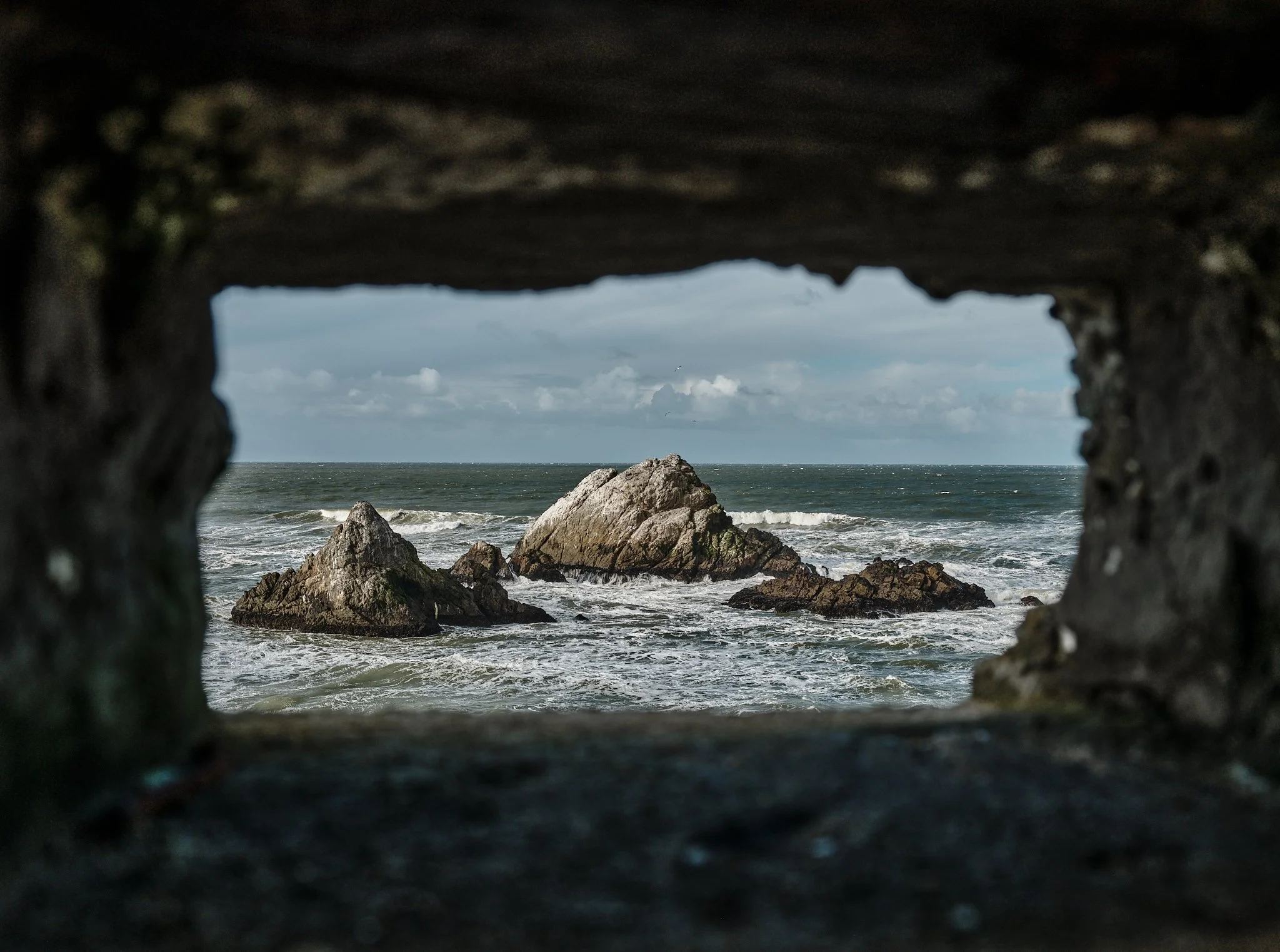 Photographed through the ruins of the Sutro Baths in San Francisco. The frame within the frame creates a threshold, looking toward the ocean's edge as Pytheas might have, searching for what lies beyond the known world. The deteriorating structure mar