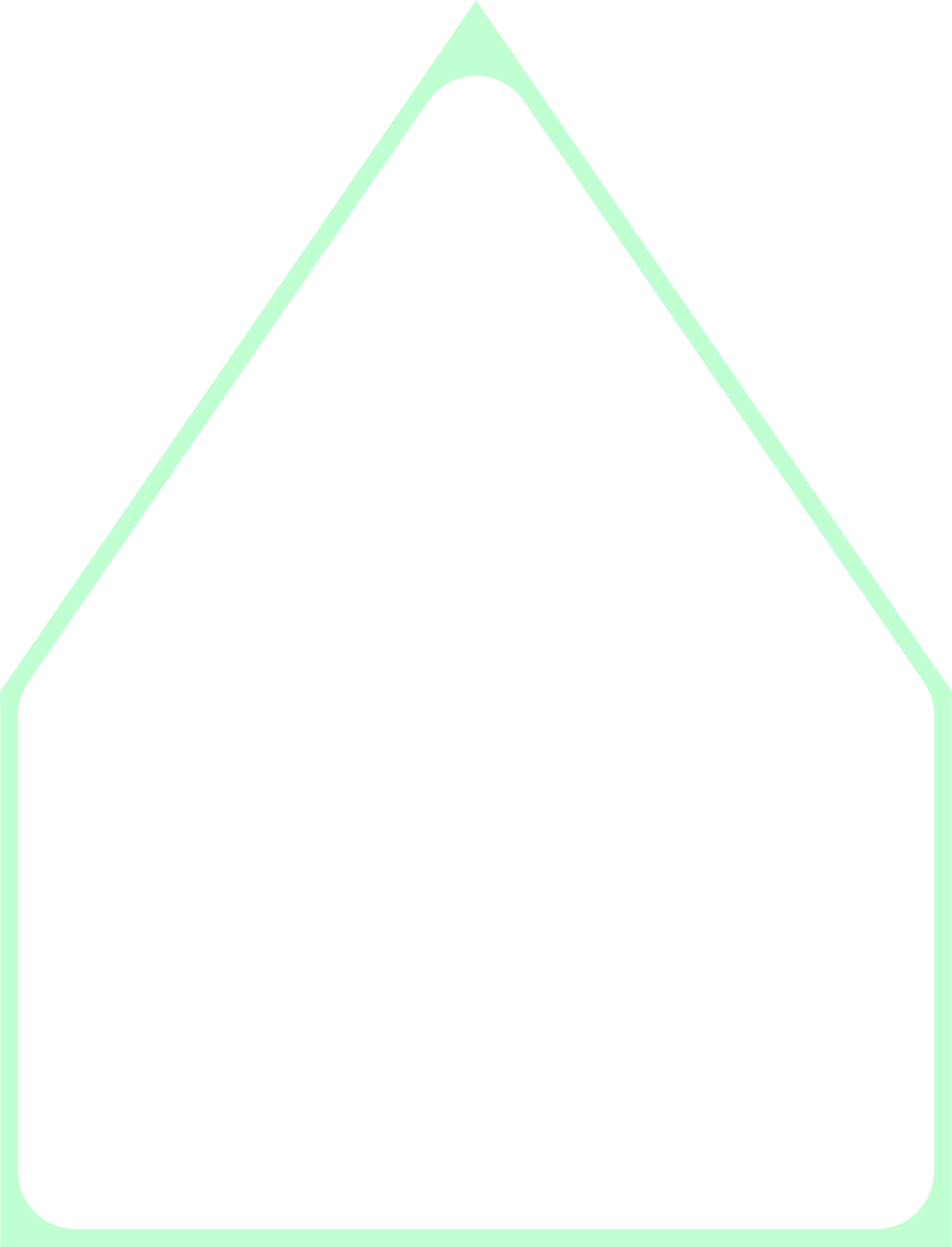 Vector outline of a house shape with a pointed roof and a doorway.