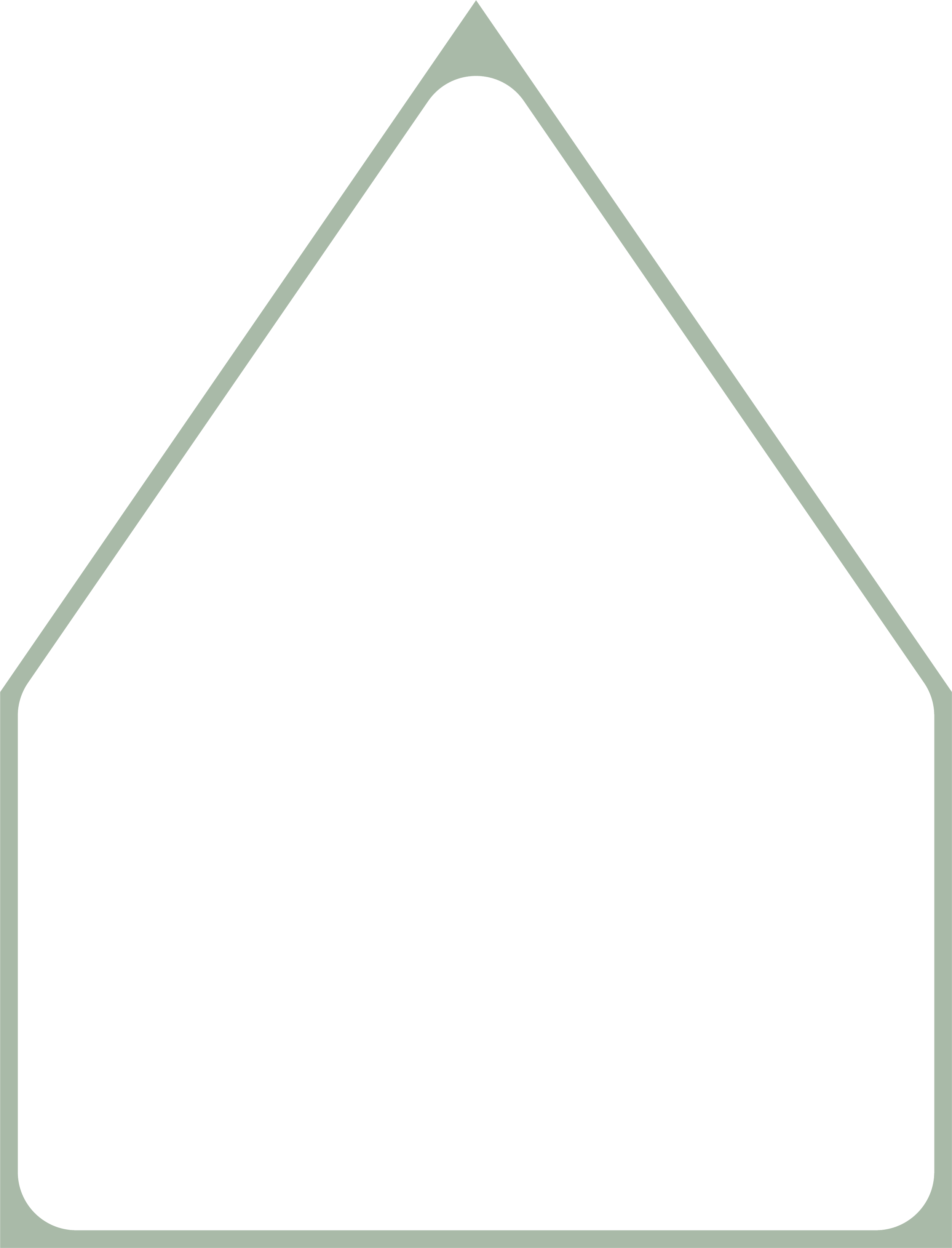 Vector illustration of a stylized house shape with a triangular roof and straight walls on a transparent background.