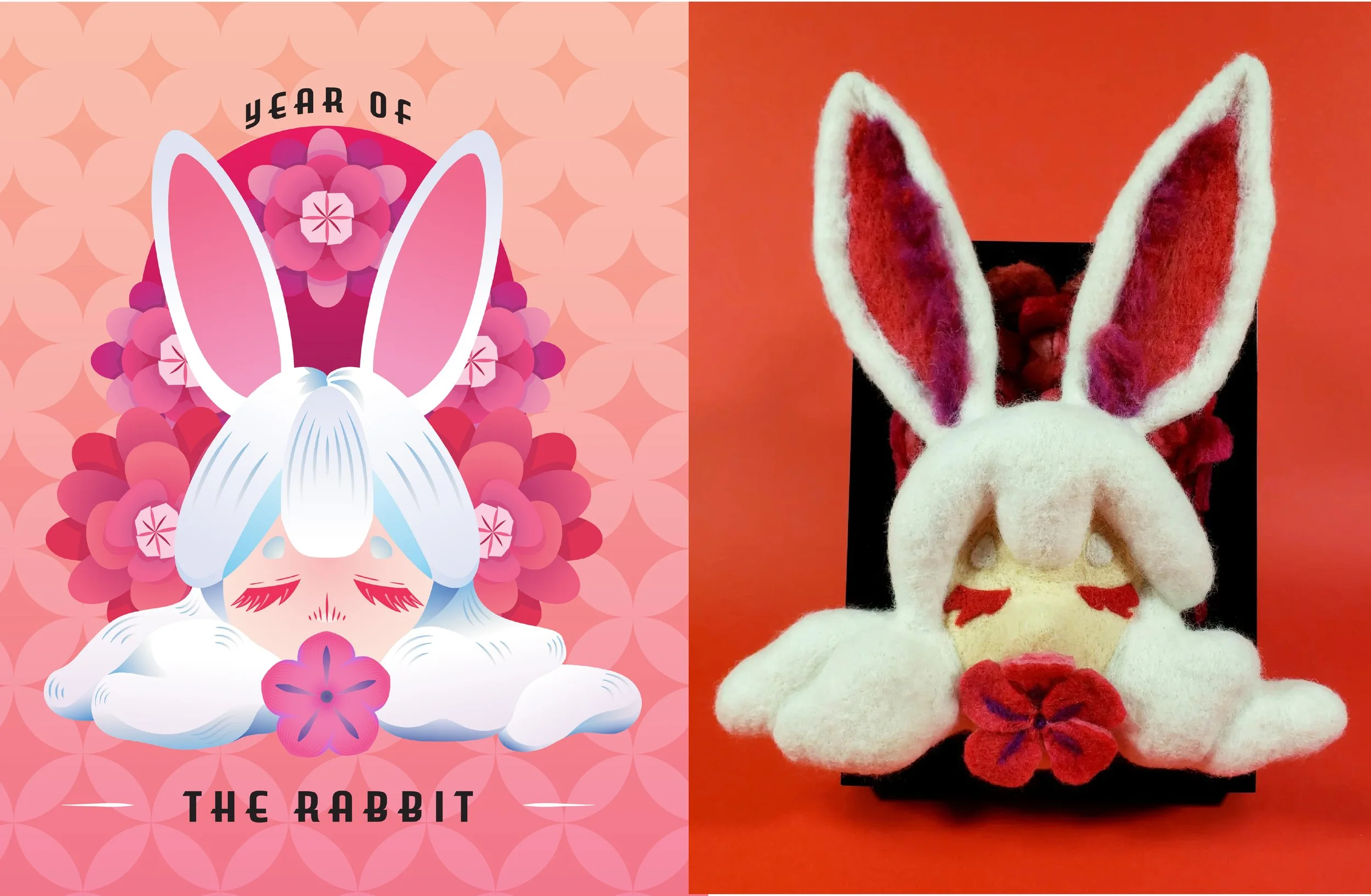 Year of the Rabbit Illustration + Felted Work