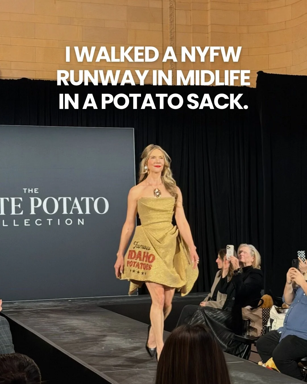 I walked my first NYFW runway in a potato sack, and the timing of it meant more to me than I expected. (Swipe to the end for context)

Because it happened at a point in my life where showing up feels more important than fitting into expectations. In 