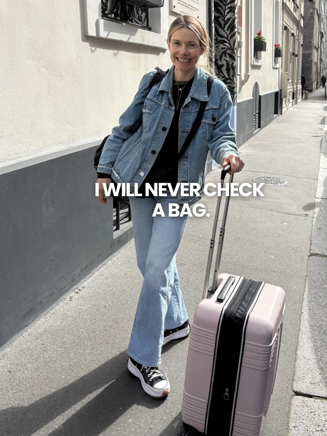 I will never check a bag. I am too impatient to wait at baggage claim and I love being able to move quickly.

But years of travel have also taught me to edit. To pack only what I actually need and leave the rest behind.

Somewhere between packing and