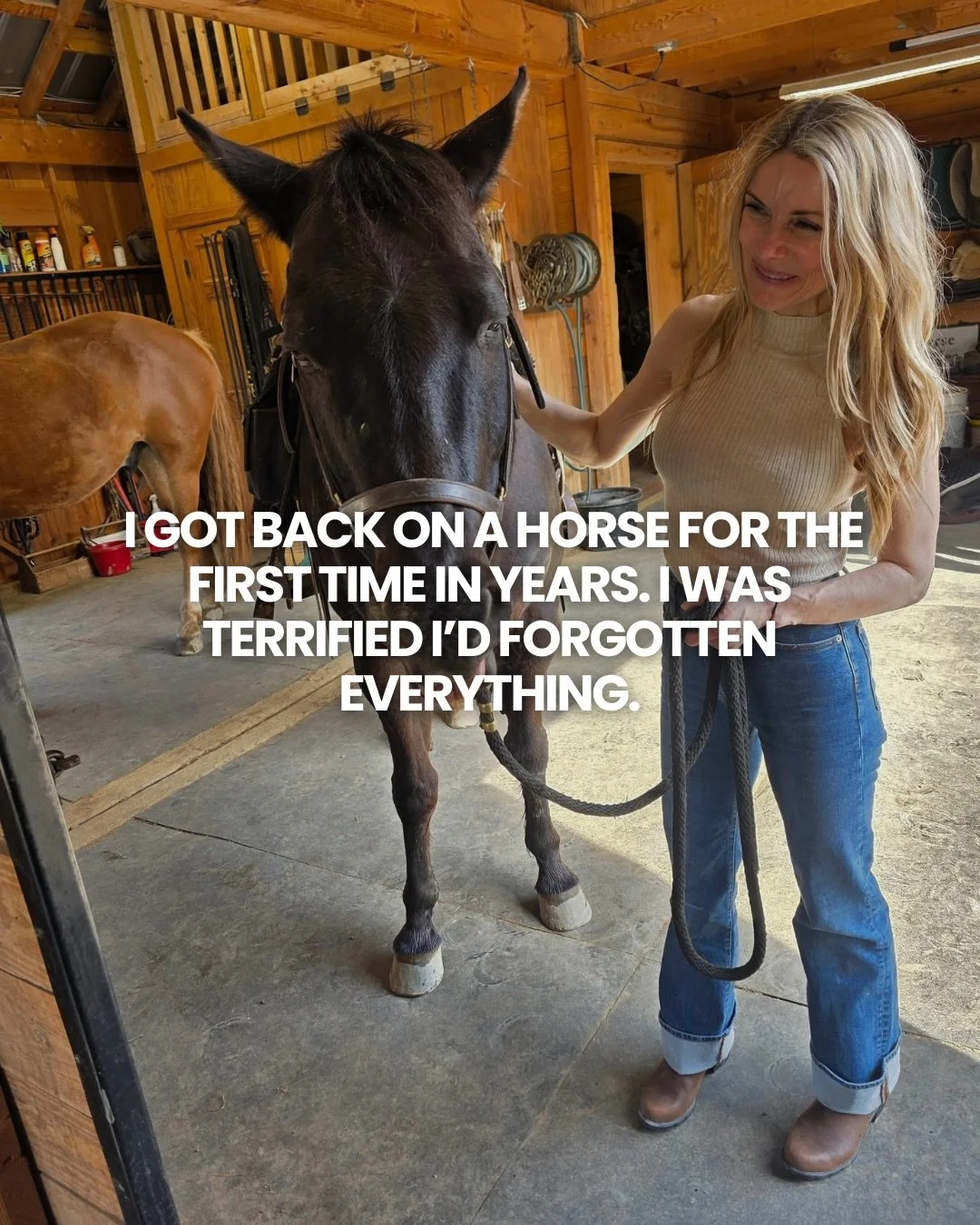 Recently at Blackberry Farm I went horseback riding again after a long time away from it, and it brought back so many memories and lessons.

There is something about horses that reflects everything back to you. Your breath. Your tension. Your energy.