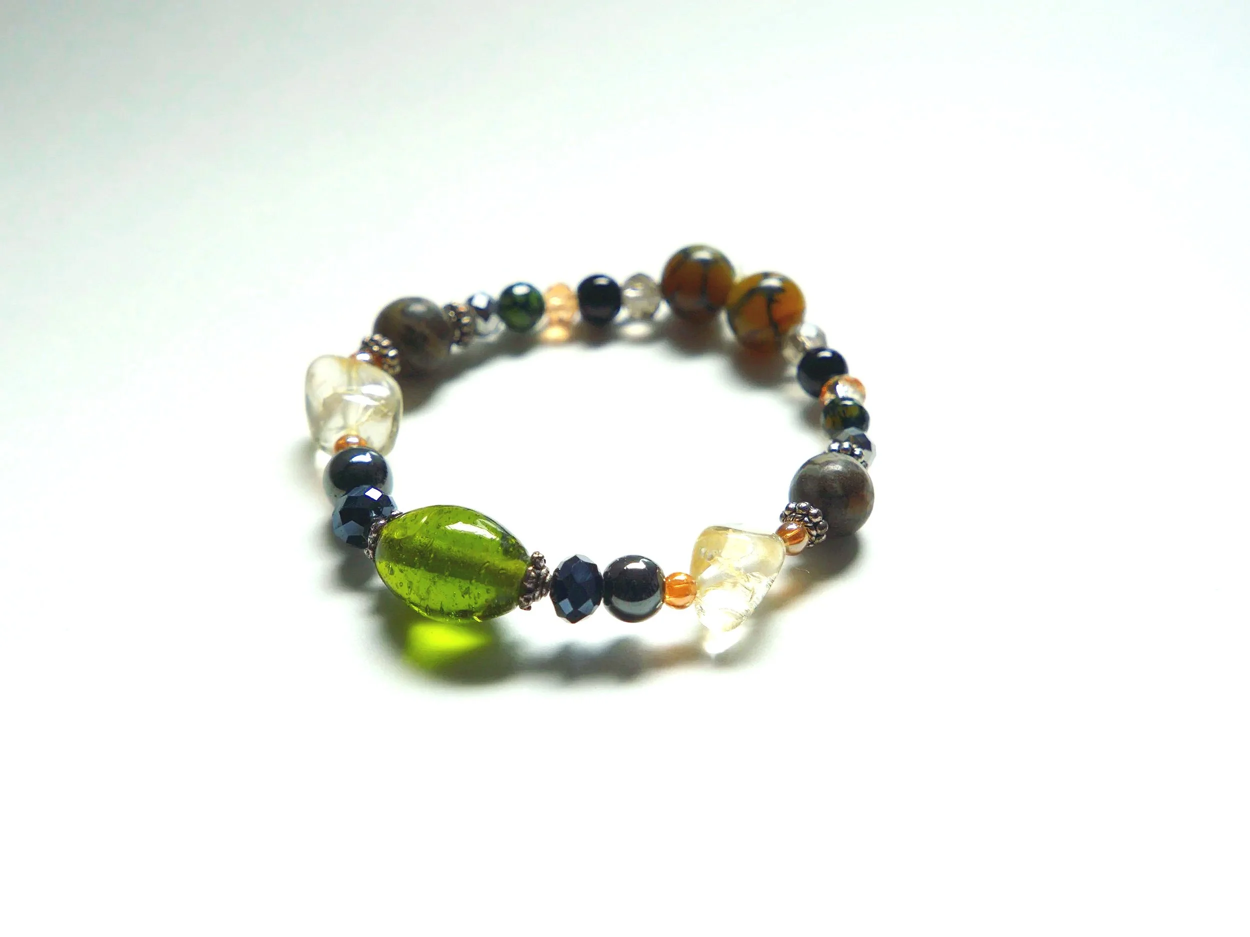 B28+Green+Blown+Glass+Black+Crystal+Hematite+Citrine+Jasper+Dragon+Agate+1.jpg