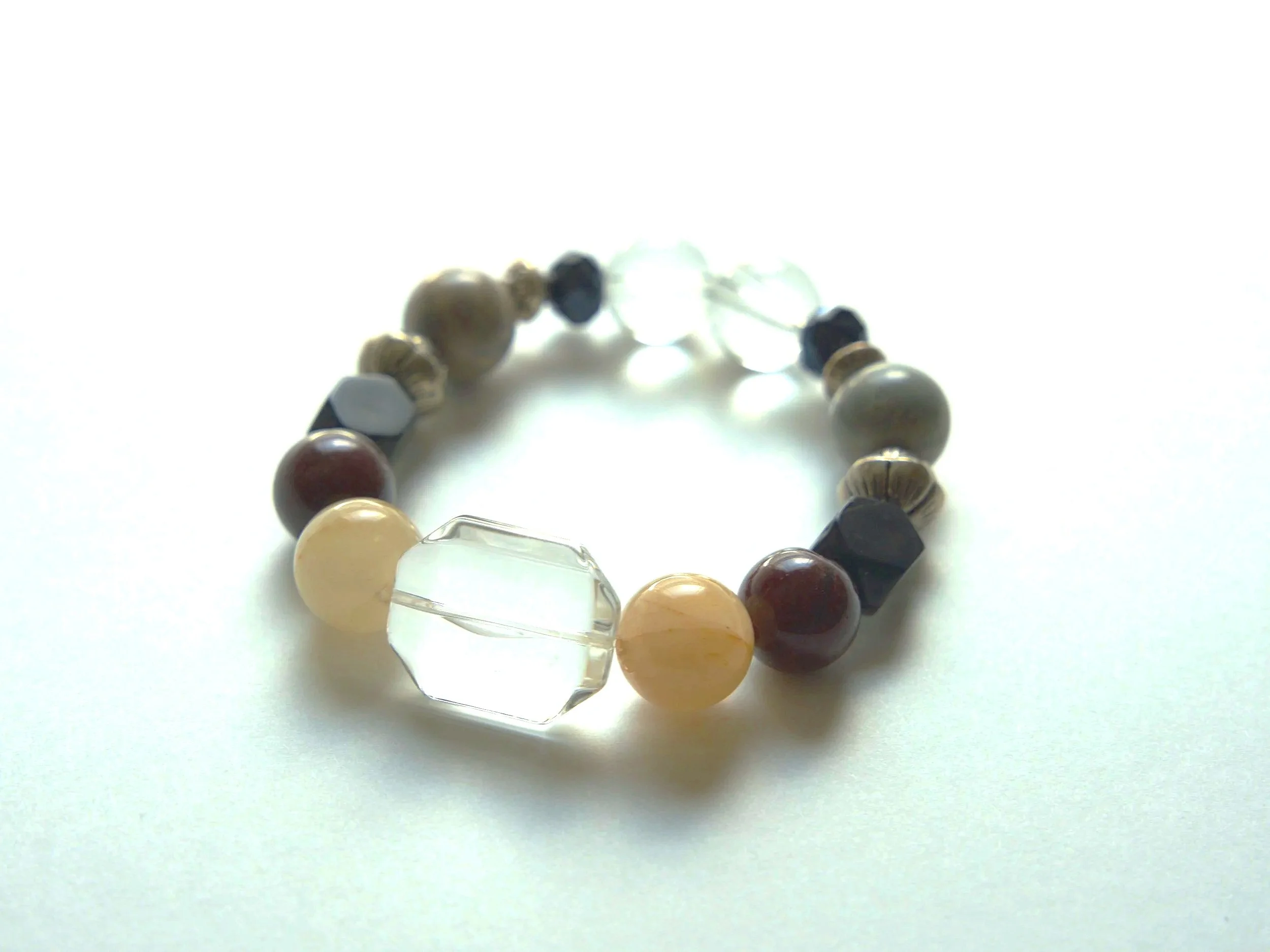Clear Glass & Agate - Black Onyx Bracelet