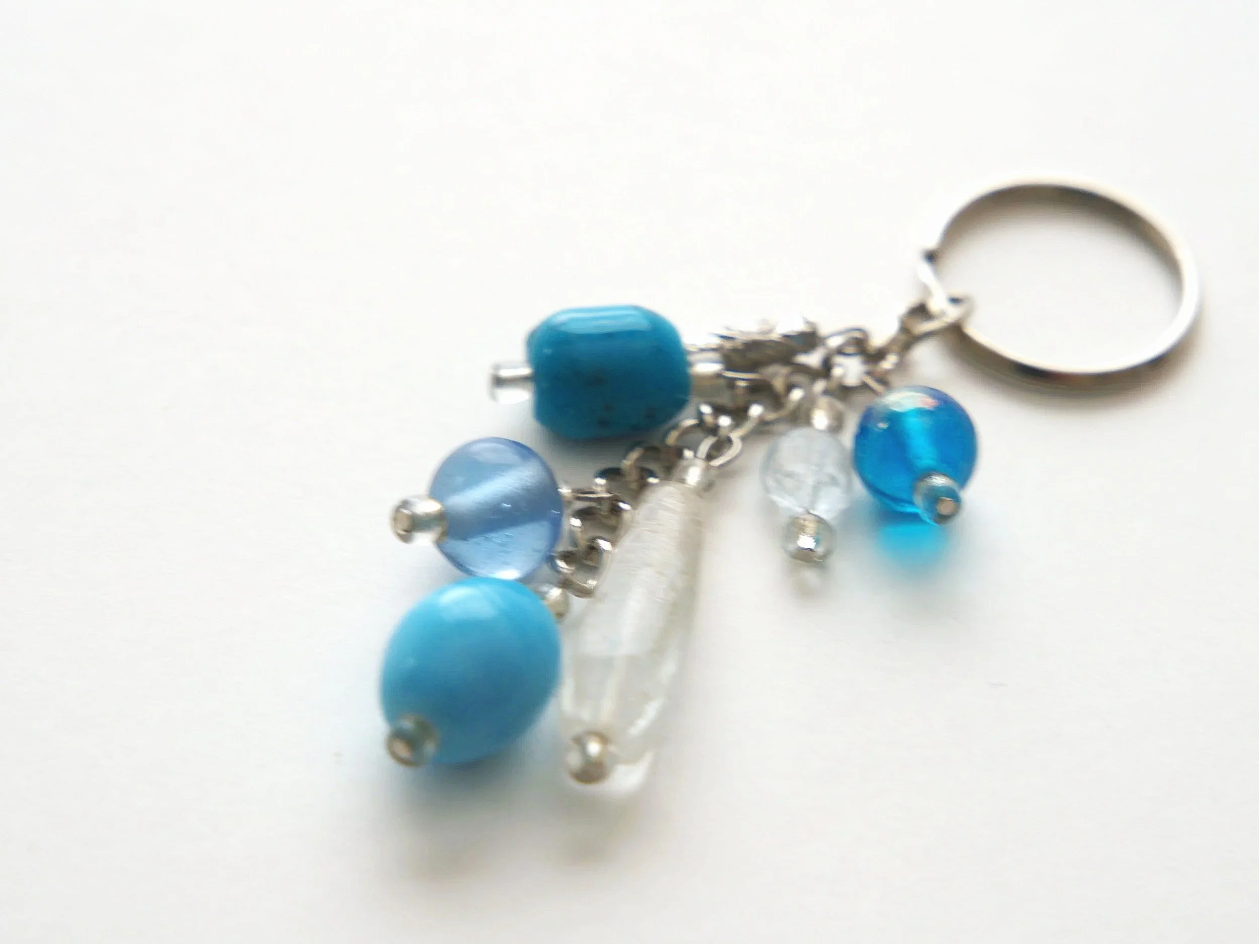 Turquoise+Clear+Aqua+Light+Blue+charm+keychain+keyring