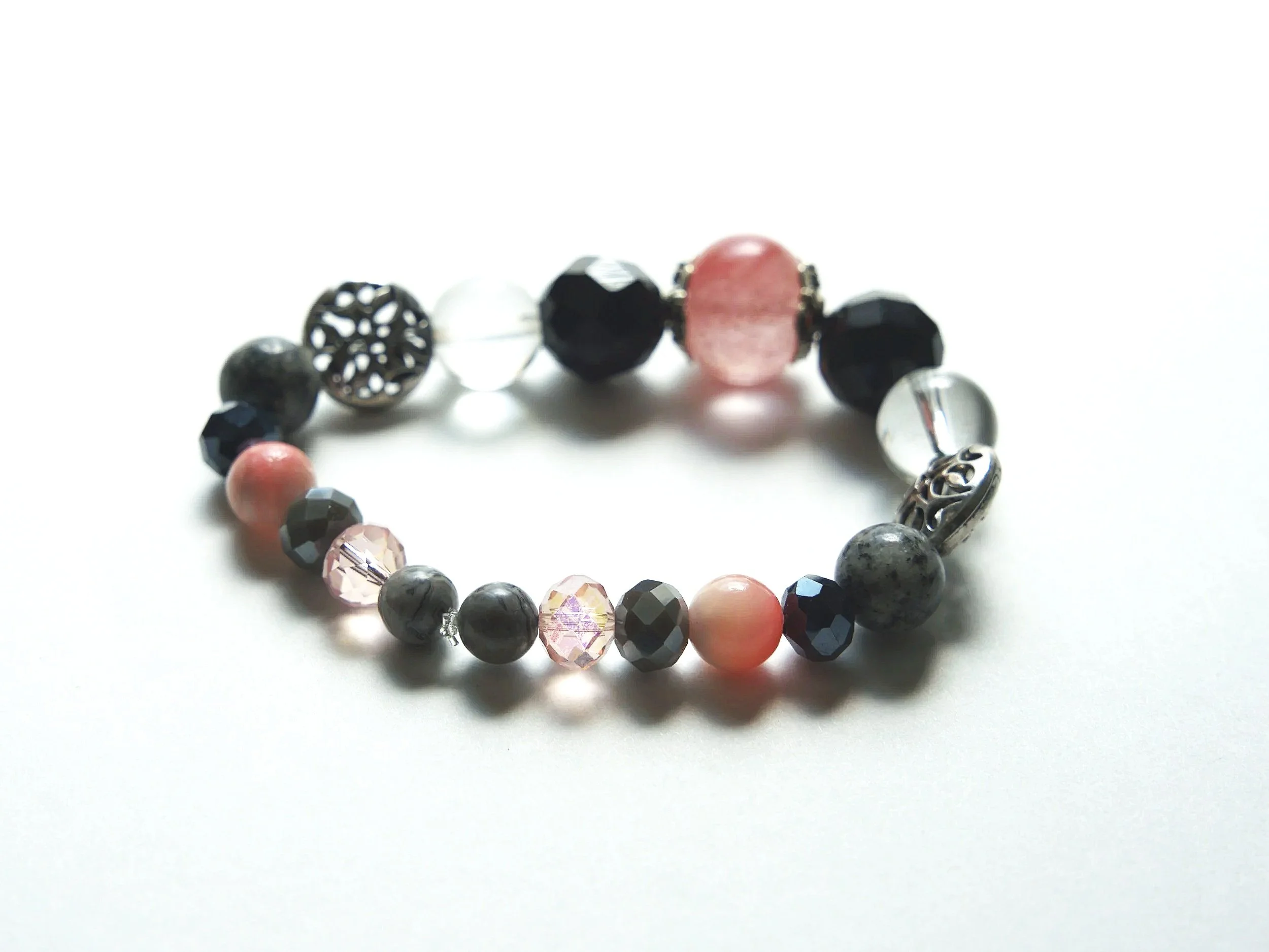 B50+Rose+Quartz+Black+Crystal+Clear+Glass+Hollow+Coin+Filigree+Jasper+2.jpg