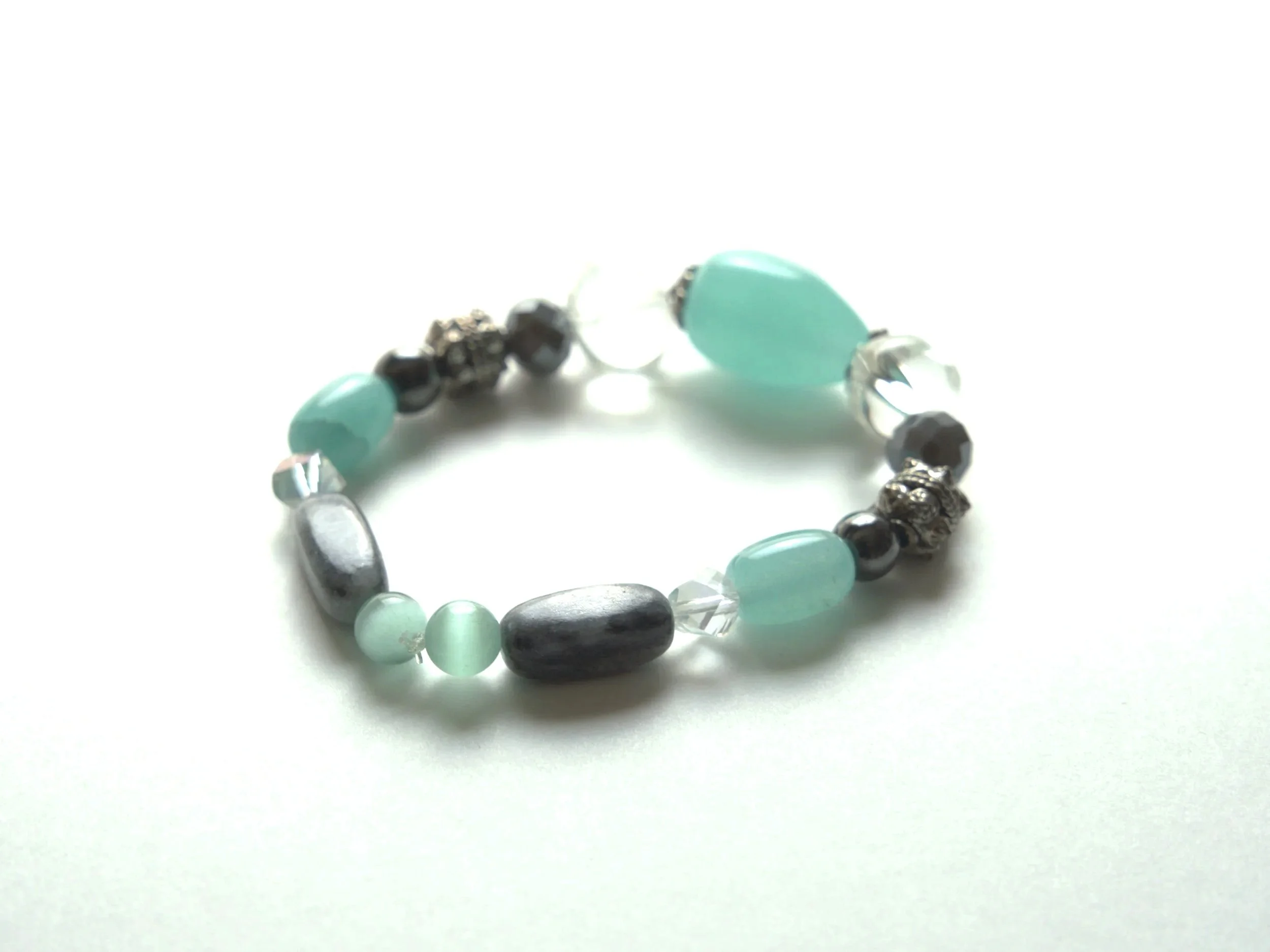 B58+Aqua+Amazonite+Clear+Glass+Grey+Crystal+Antique+Silver+Filigree+Bead+Hematite+Calcite+Aqua+Tigers+Eye+2.jpg