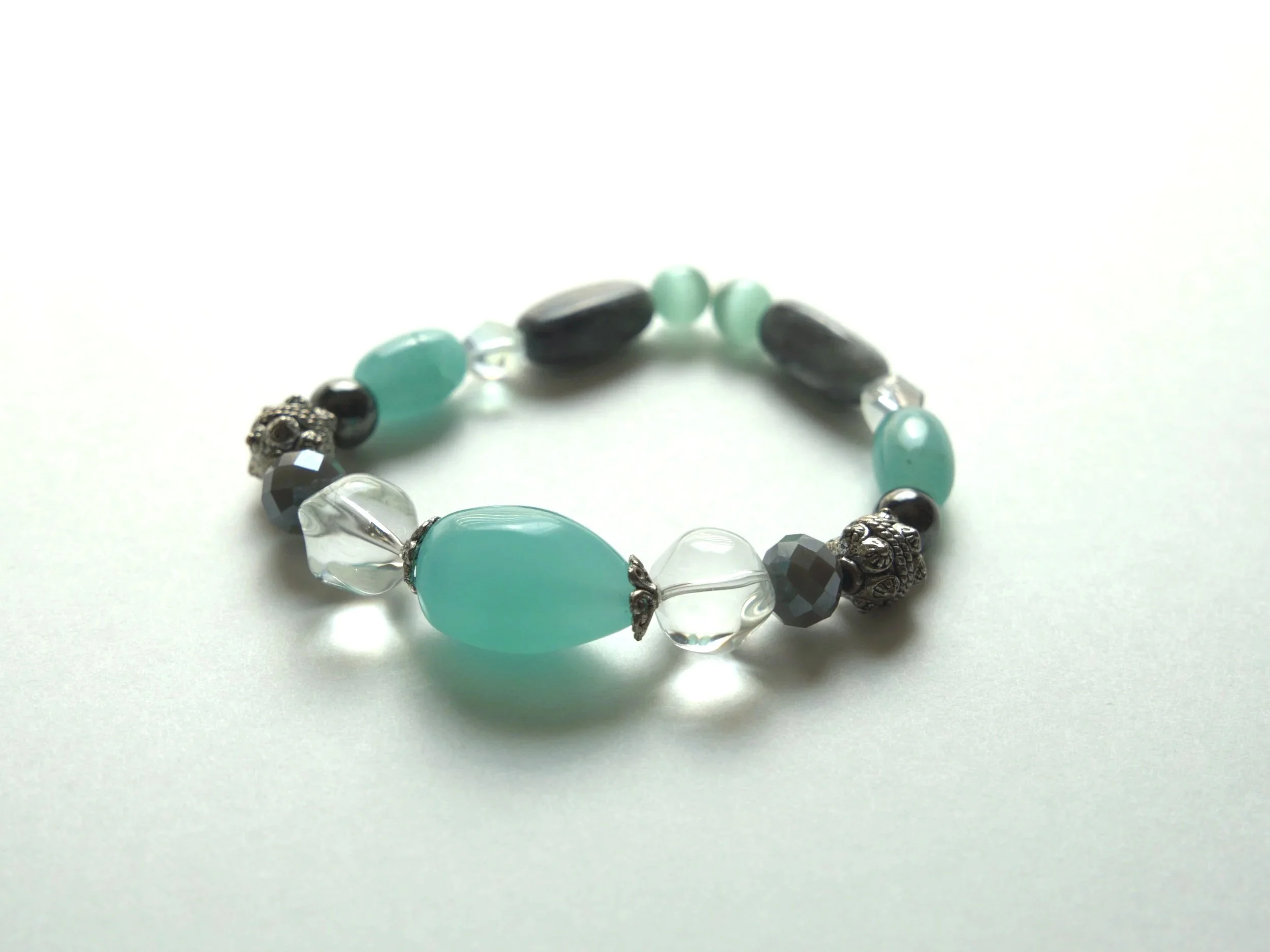 B58+Aqua+Amazonite+Clear+Glass+Grey+Crystal+Antique+Silver+Filigree+Bead+Hematite+Calcite+Aqua+Tigers+Eye+1.jpg