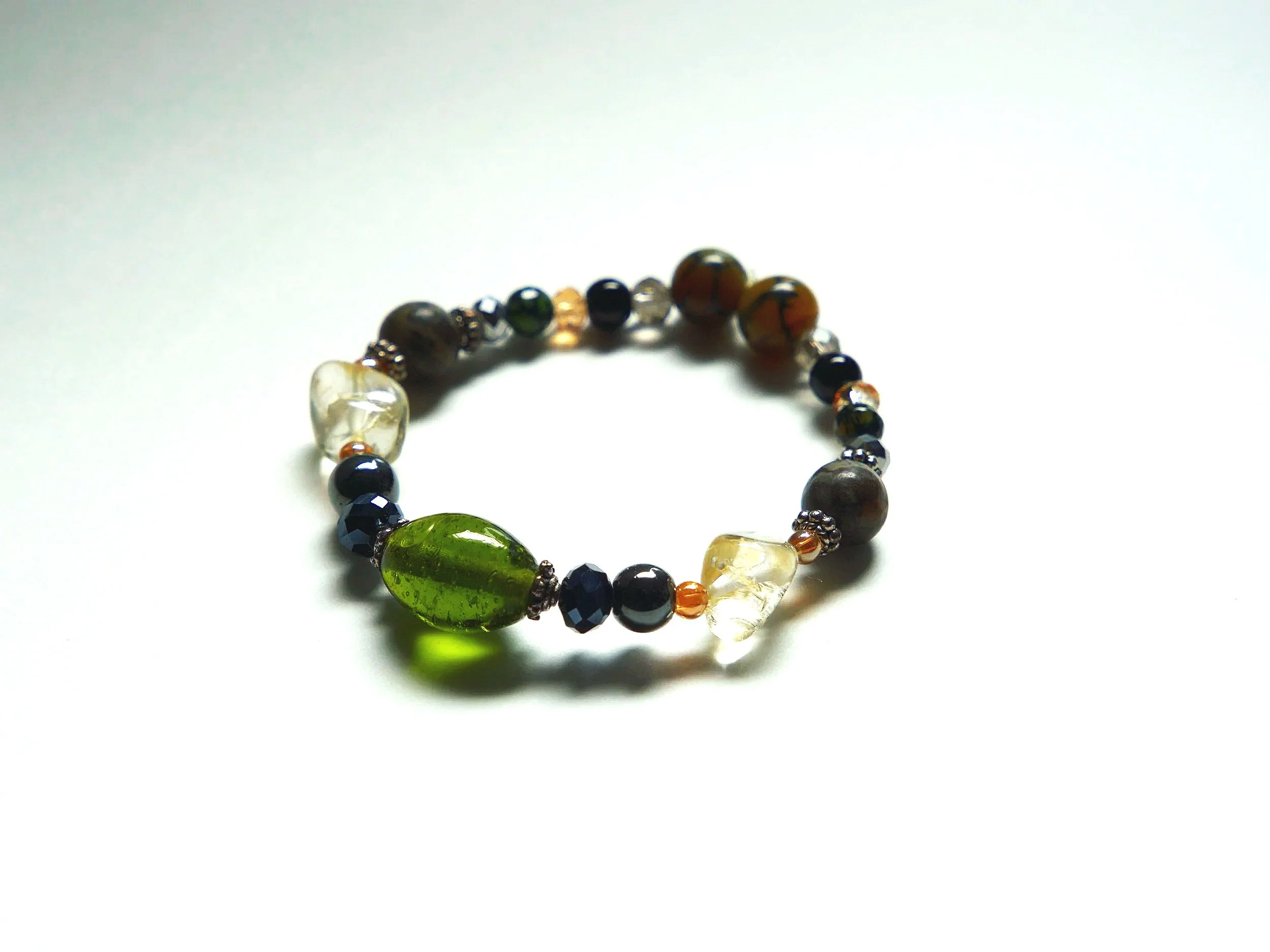 B28+Green+Blown+Glass+Black+Crystal+Hematite+Citrine+Jasper+Dragon+Agate+1.jpg
