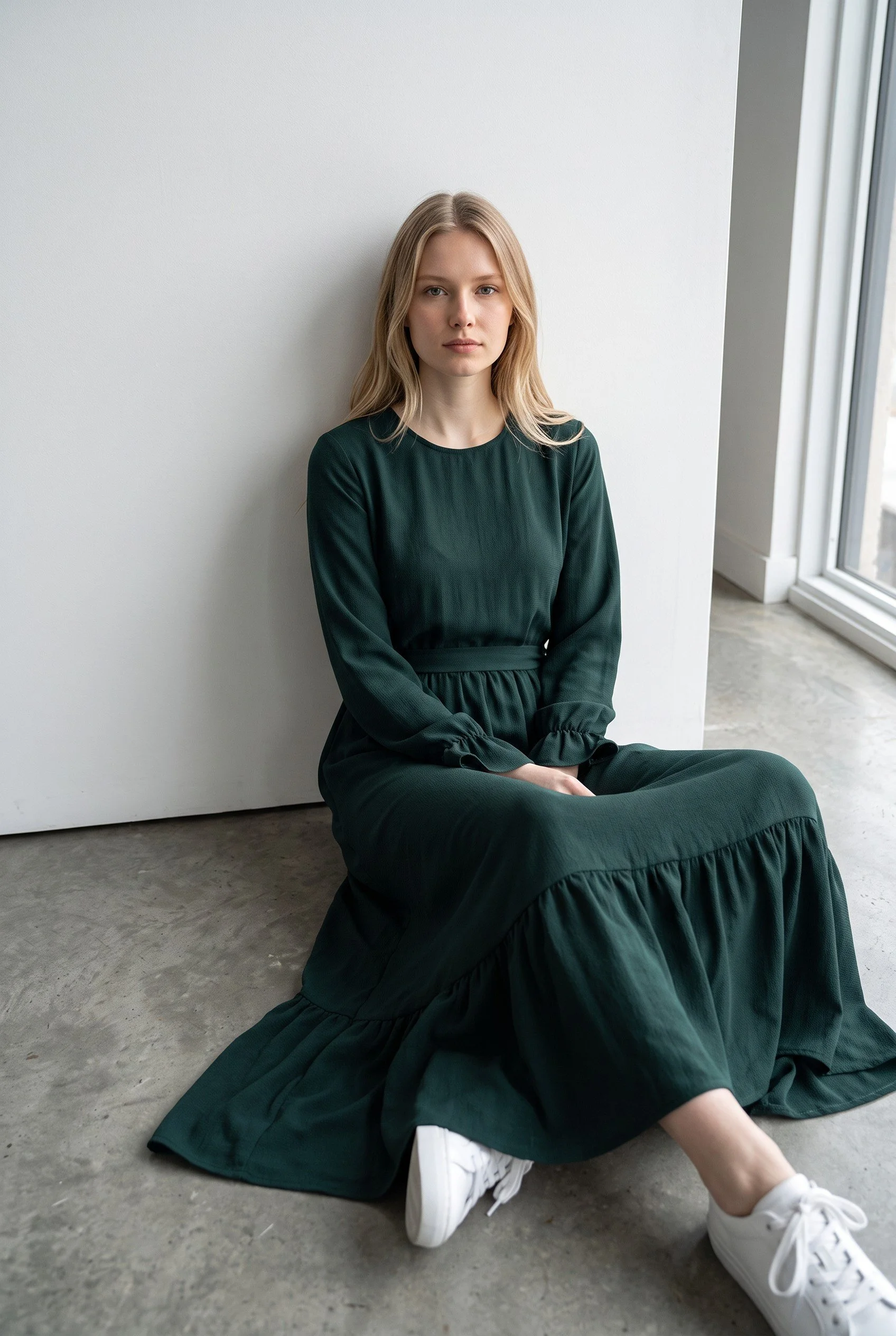 Maxi Dress with Puff Sleeve