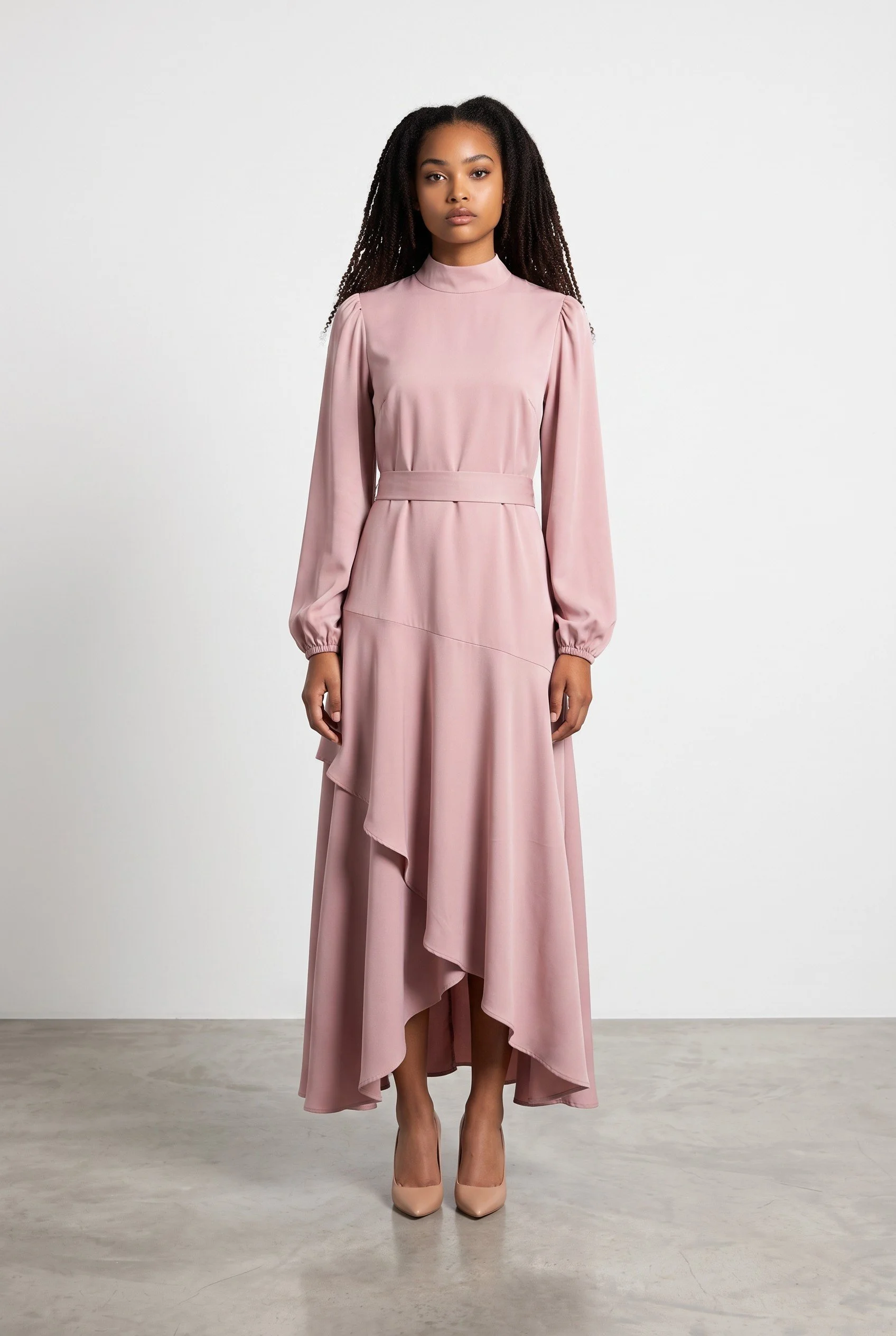 Elegant Ruffle Maxi Dress_Classic Pink_wModel.jpg