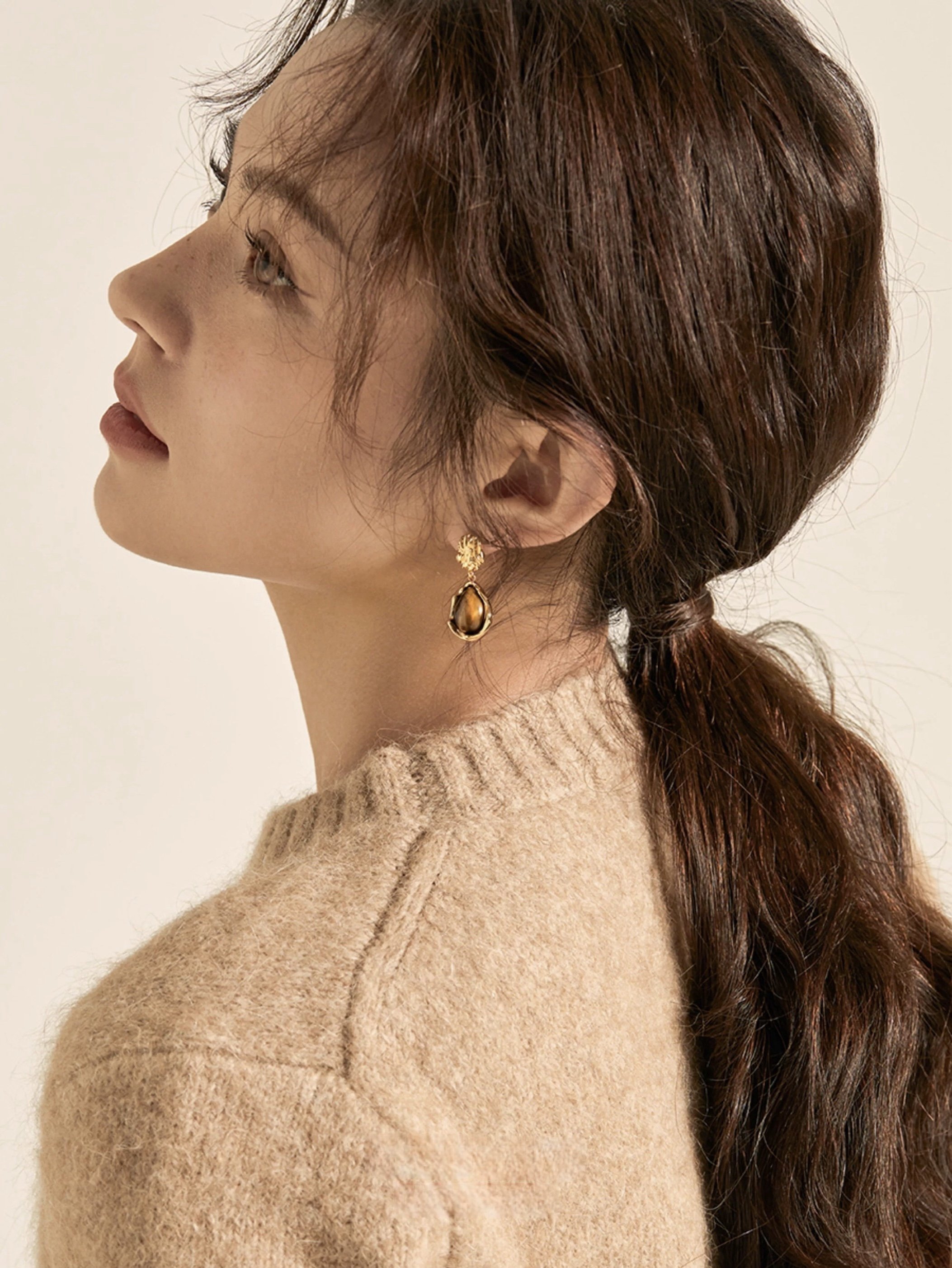 Gold-plated Tigerite Earrings