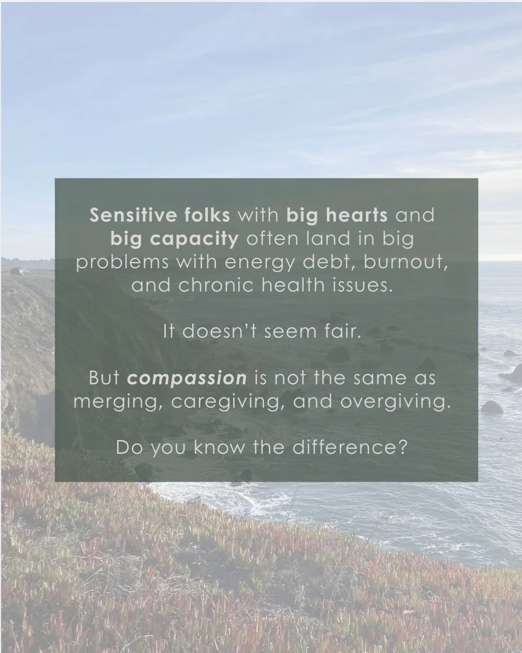 Do you know the difference between true compassion and merging, caretaking, and overgiving?

How we be with the challenges of our loved ones, clients, and the world is not a matter of what we give, but it's *where we give from.*

Learn more with us i