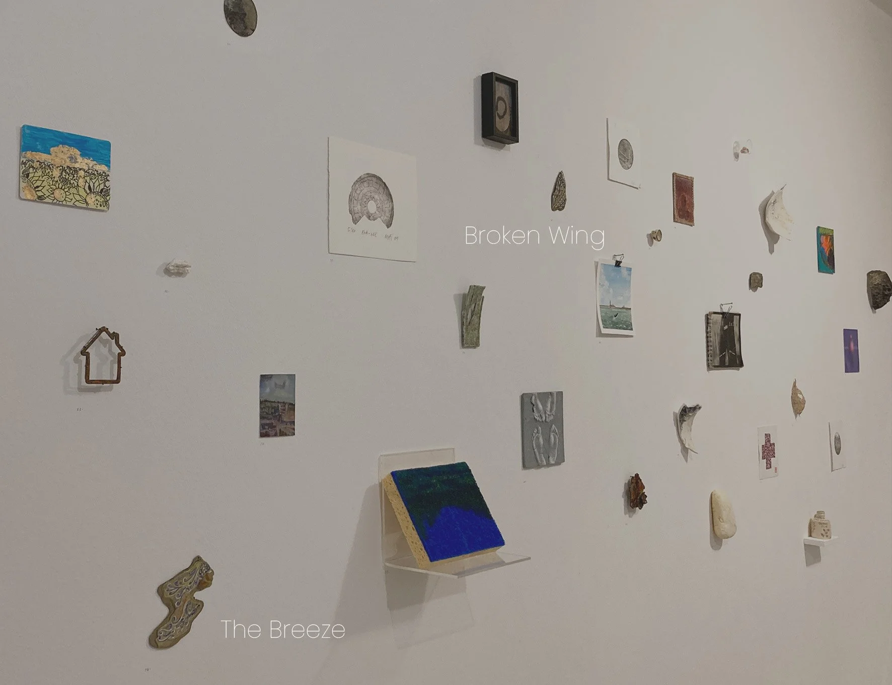 The Breeze and Broken Wing barkart by Roxy Megyesi, original bark painting exhibited at 13B Gallery, Kamnik, Slovenia, 2025