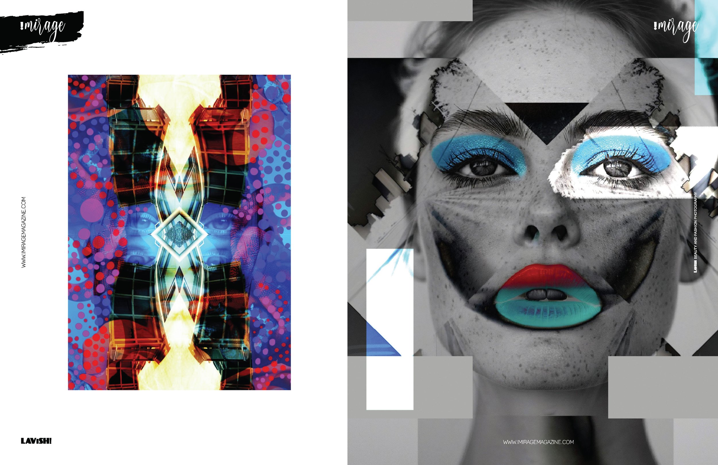 Photo layering Diptich and geometric graphic elements