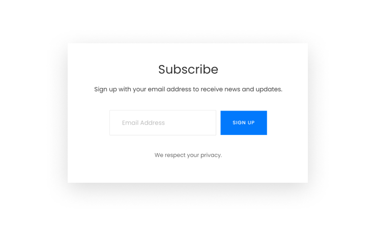 The default newsletter block on Squarespace.
