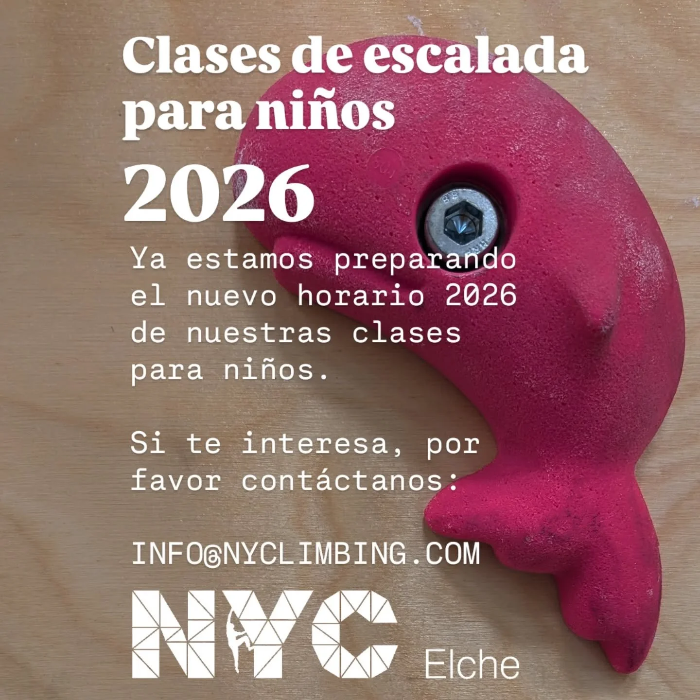 Ya estamos preparando el nuevo horario de nuestras clases para ni&ntilde;os, para el a&ntilde;o 2026. Para m&aacute;s informaci&oacute;n, escr&iacute;banos a:

info@nyclimbing.com

#nycelche #nyclimbing #newyorkclimbing #elche #elcheclimbing #escalad