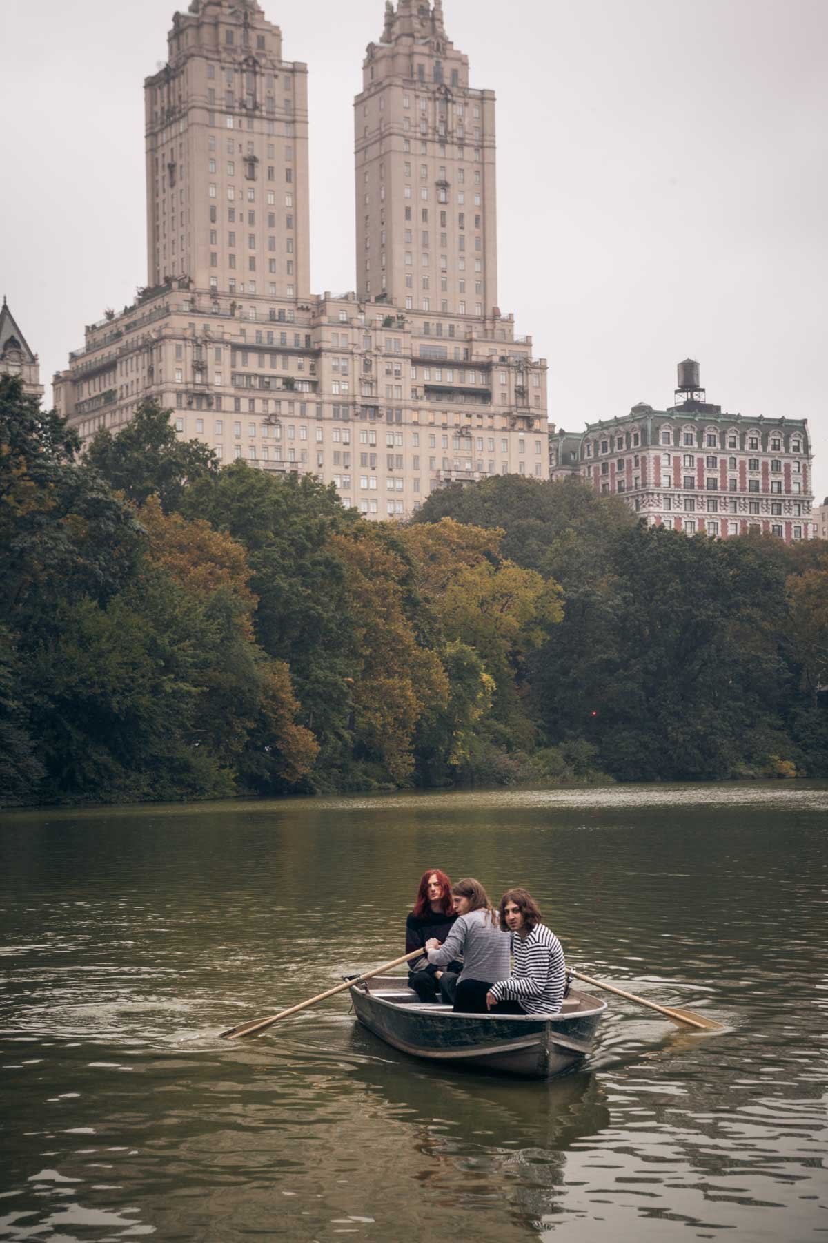 Band photoshoot in rowing boat in Central Park, New York