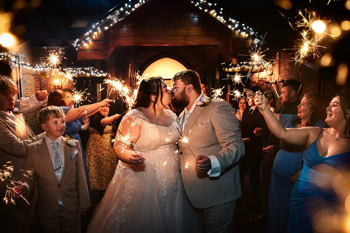 sparklers at a wedding