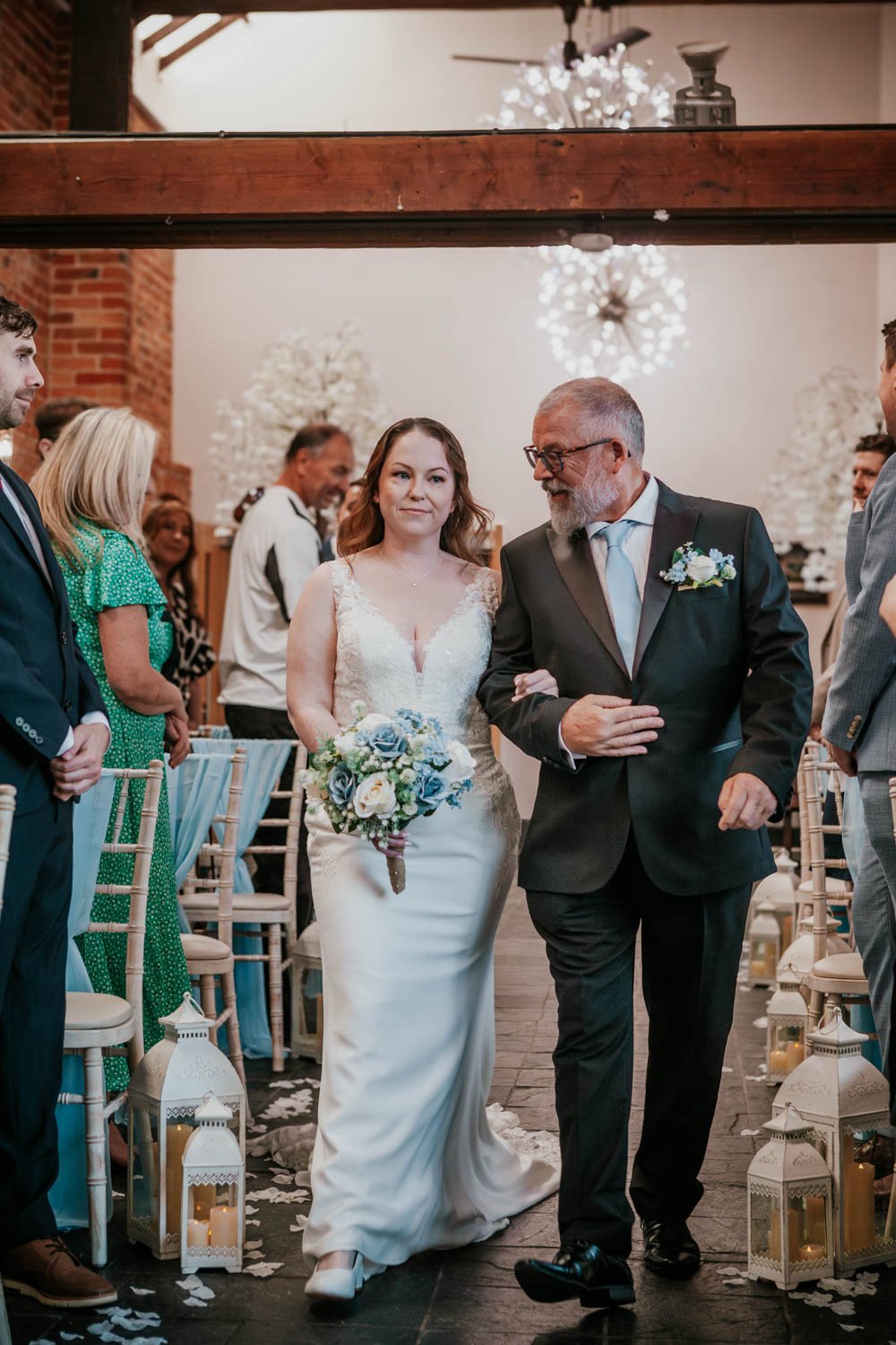 father walks bride down the aisle at Goosedale Nottingham wedding