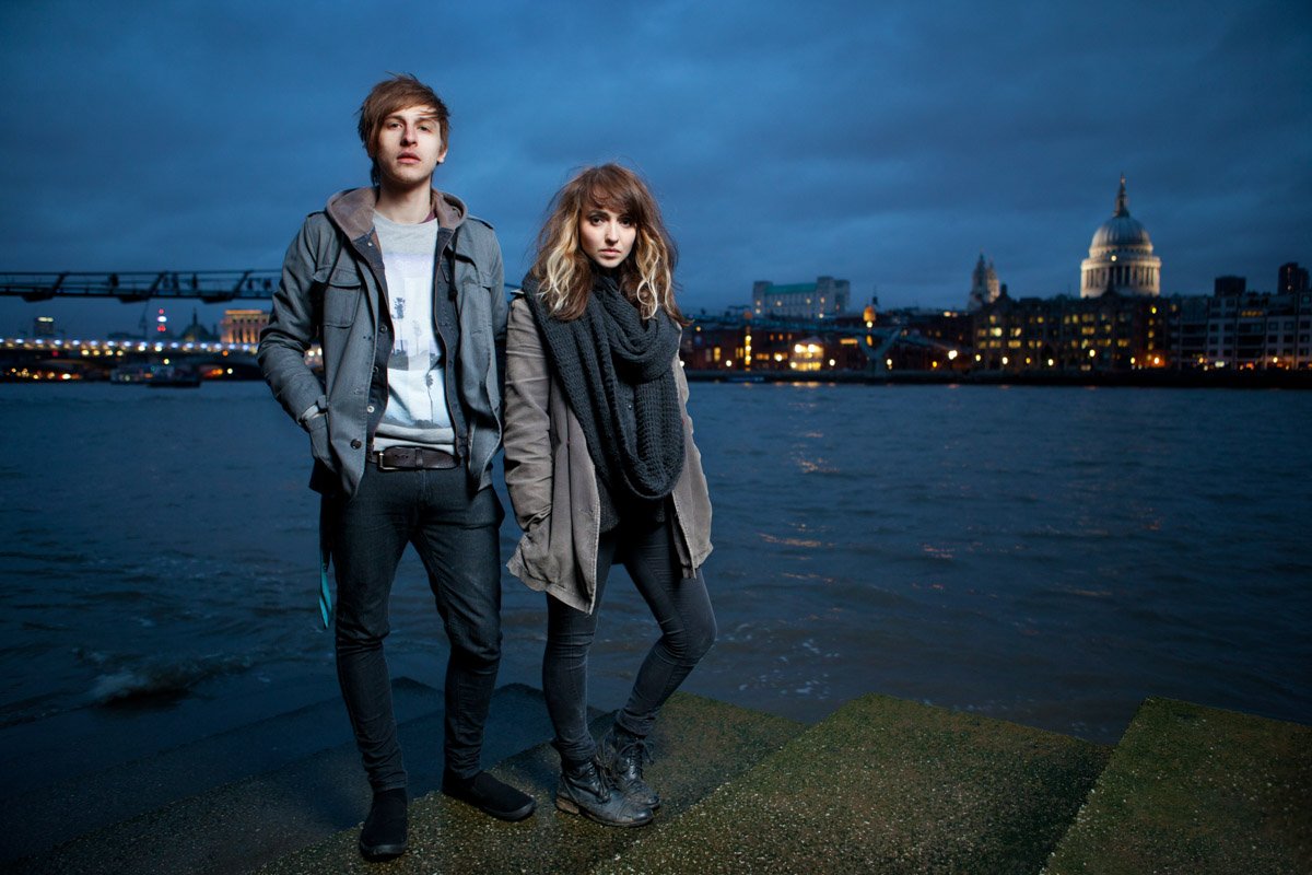 Rock band Anavae stand in front of the London skyline