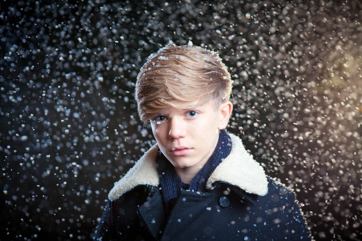 Britain's Got Talent runner-up Ronan Parke stands in the snow in a photoshoot for his Christmas single