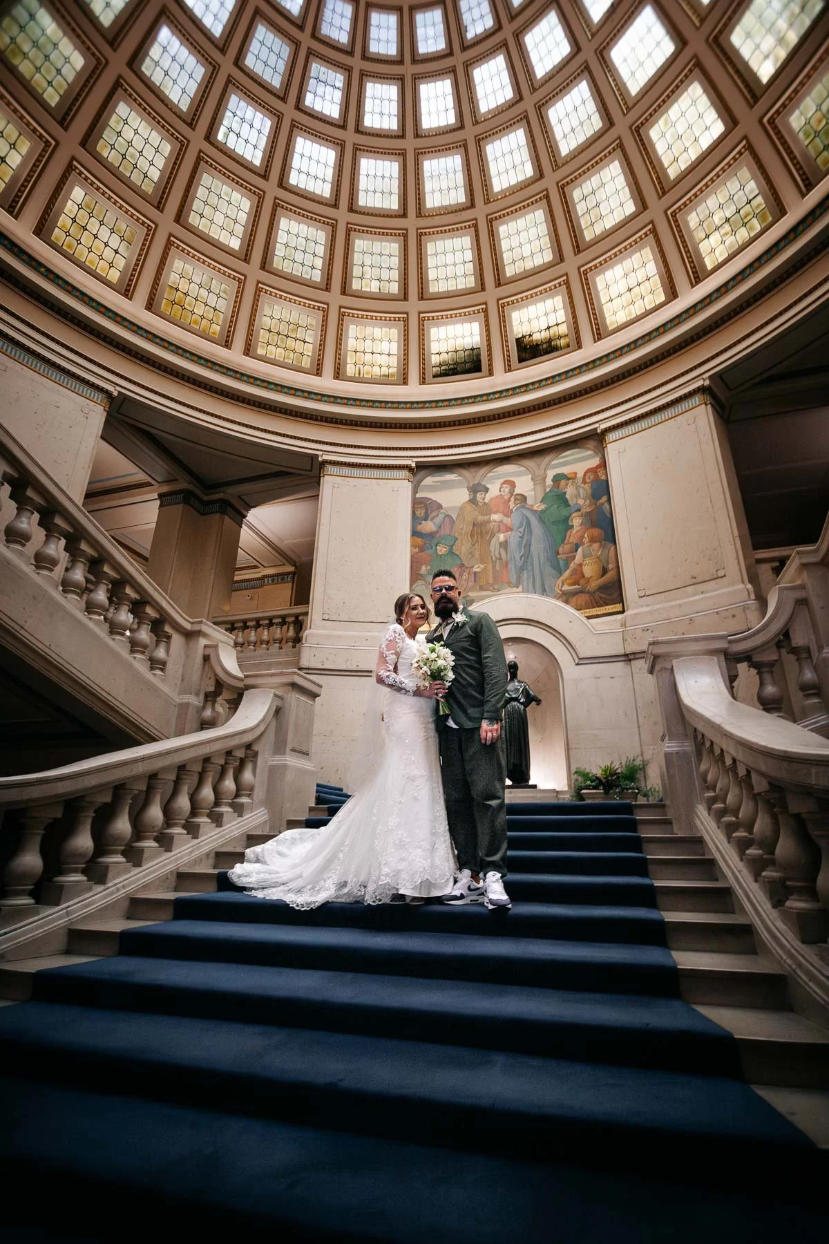 grand staircase and glass dome inside the council house in Nottingham