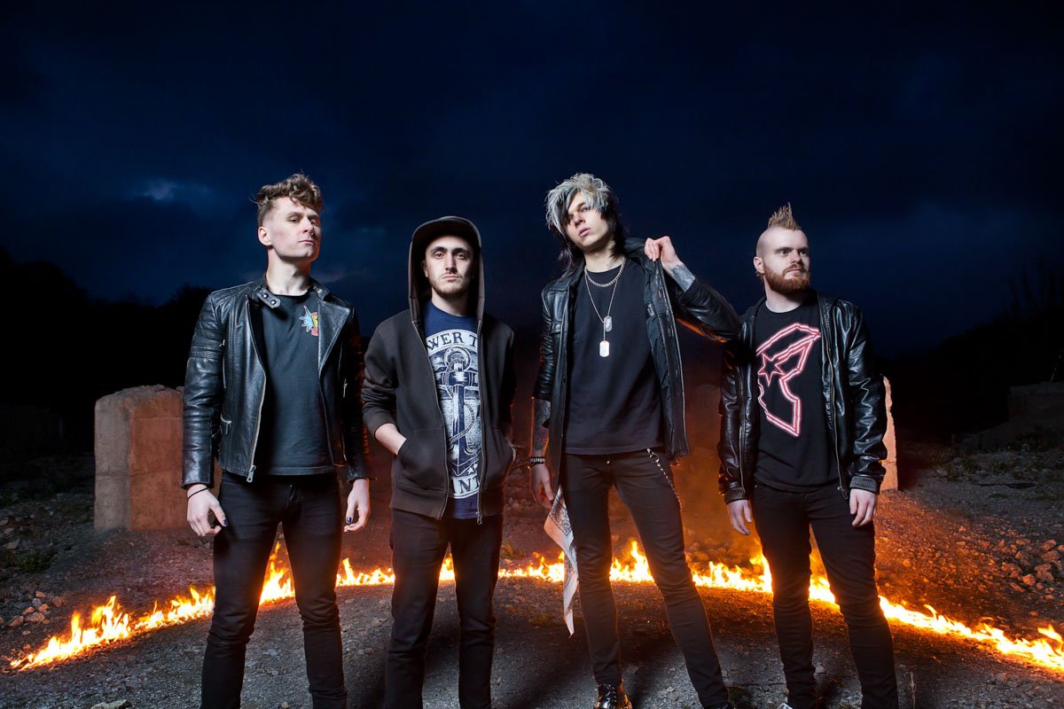 Nottingham band Three Thirds Below stand in a ring of fire