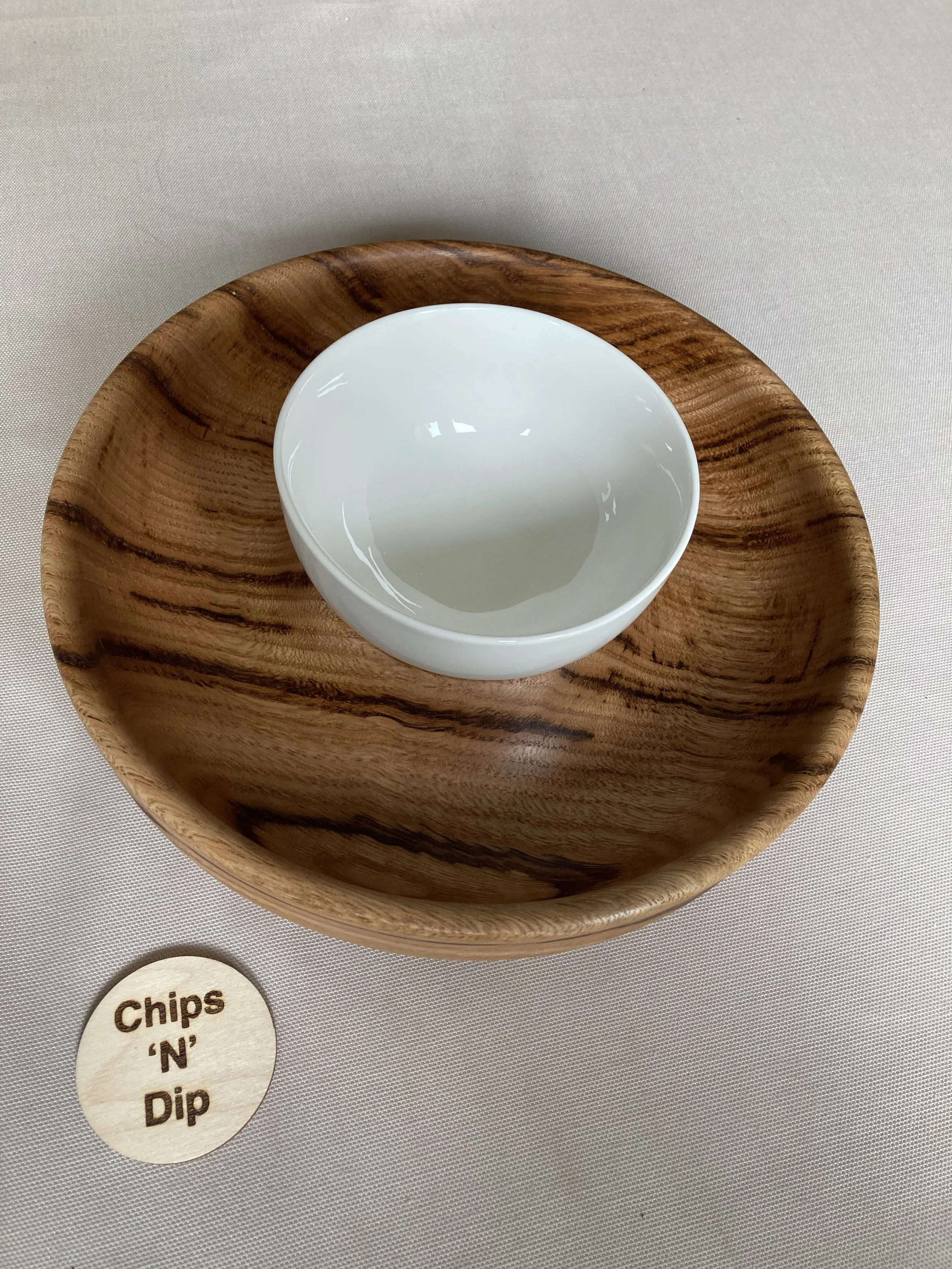 Chestnut  ‘chips ‘n’ dips’ serving bowl