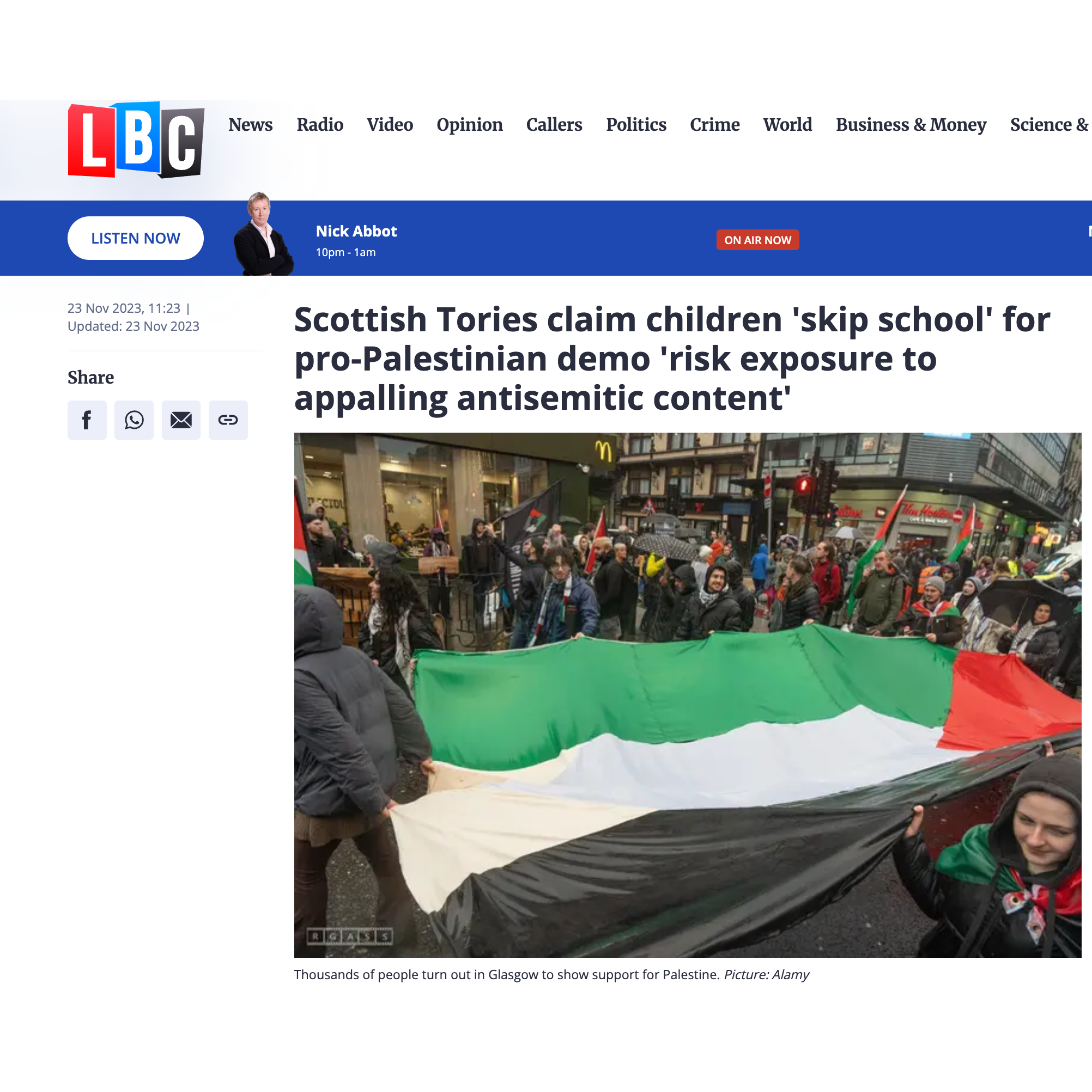 Tories claim chidren skip school to protest