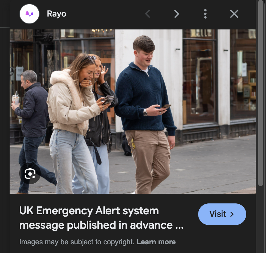 UK Emergency Alert system message published in advance