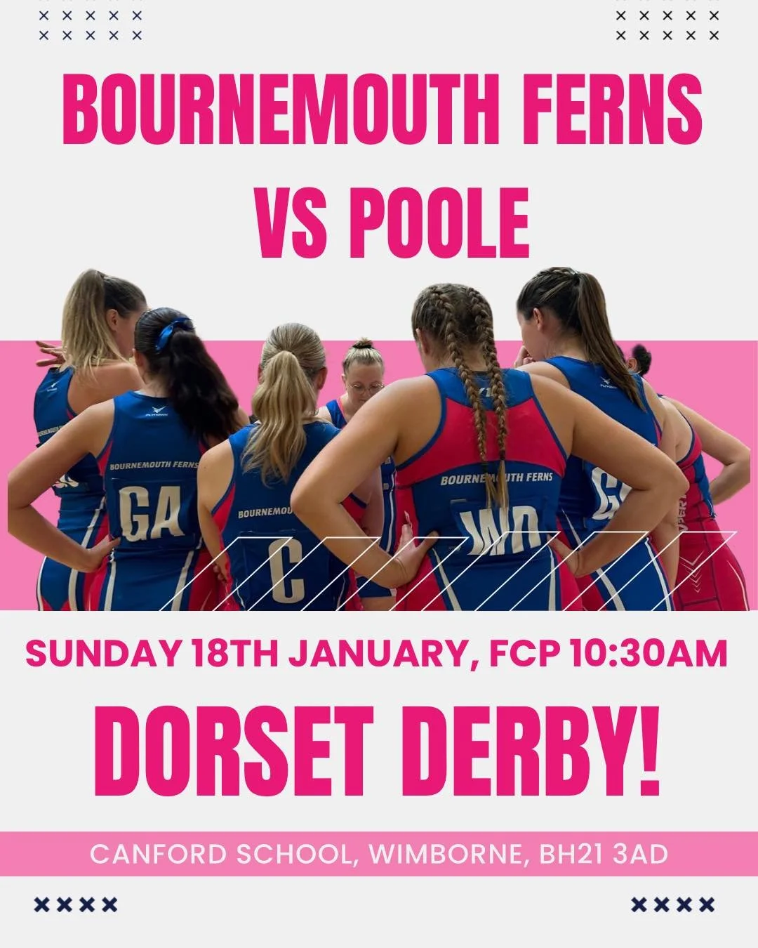 Bournemouth Ferns are set to play against Poole tomorrow in a local derby (SW Regional 1 League). The venue is Canford Sports Centre, with first centre pass is at 10:30am. Come along to watch and support! 🩷💙