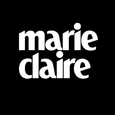 Marie Claire magazine logo in white text on a black background.