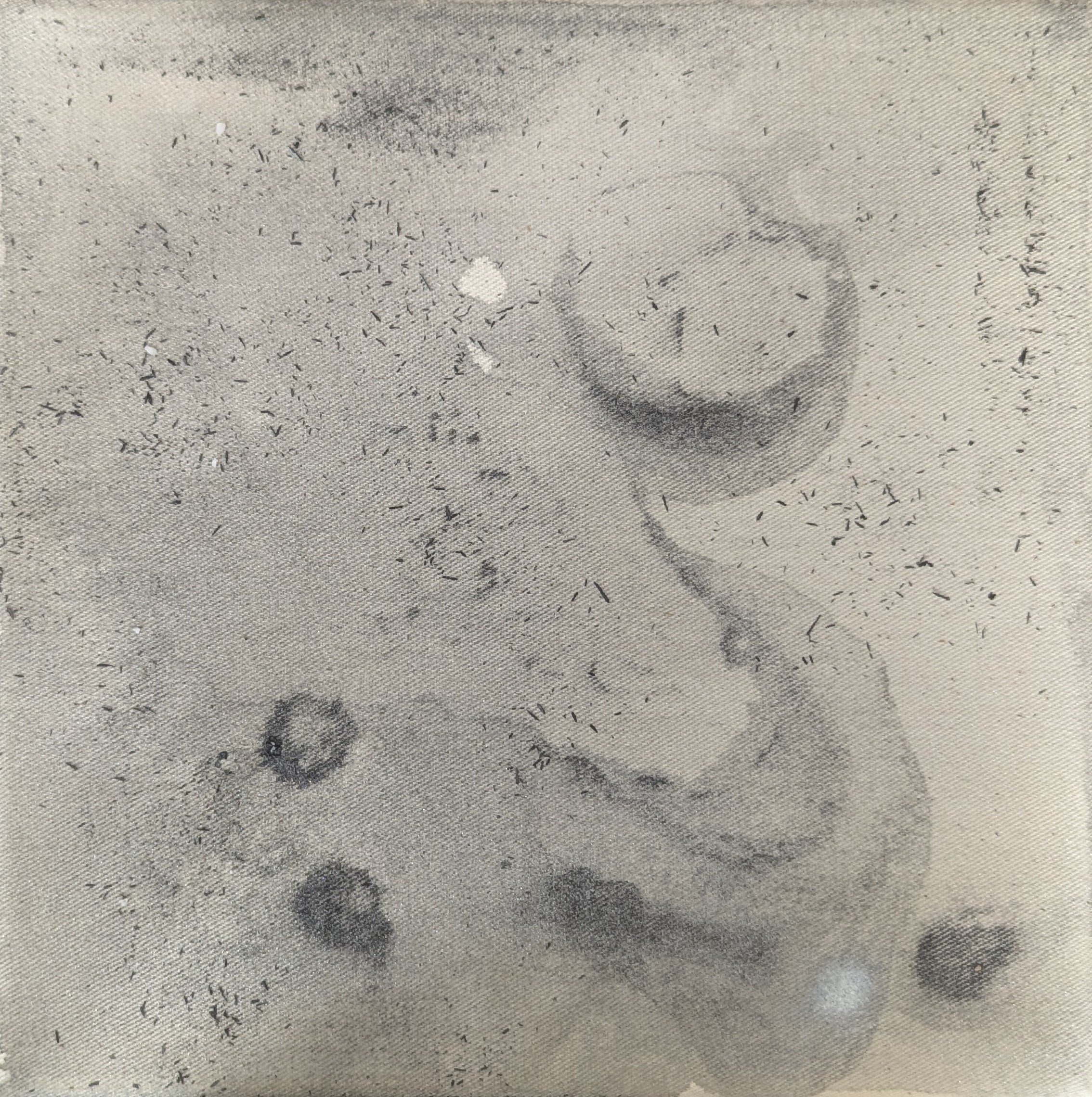 Steinzeit Reihe: Abstrakt #9 Studie I, 2025. Acryl, Ink und Bleistift auf Leinwand – 20 x 20 cm