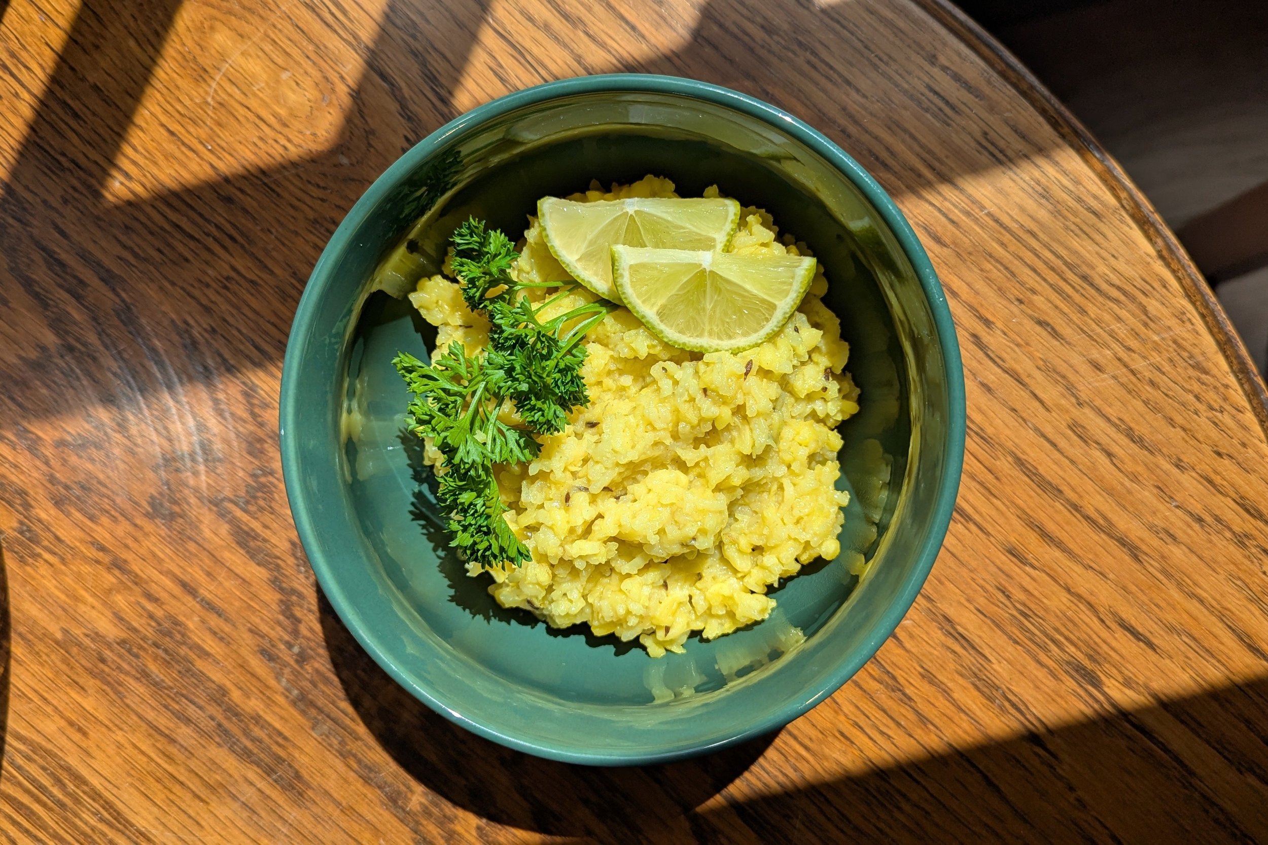 A bowl of kitchari, a famous ayurvedic dish easy on digestion and perfect for postpartum