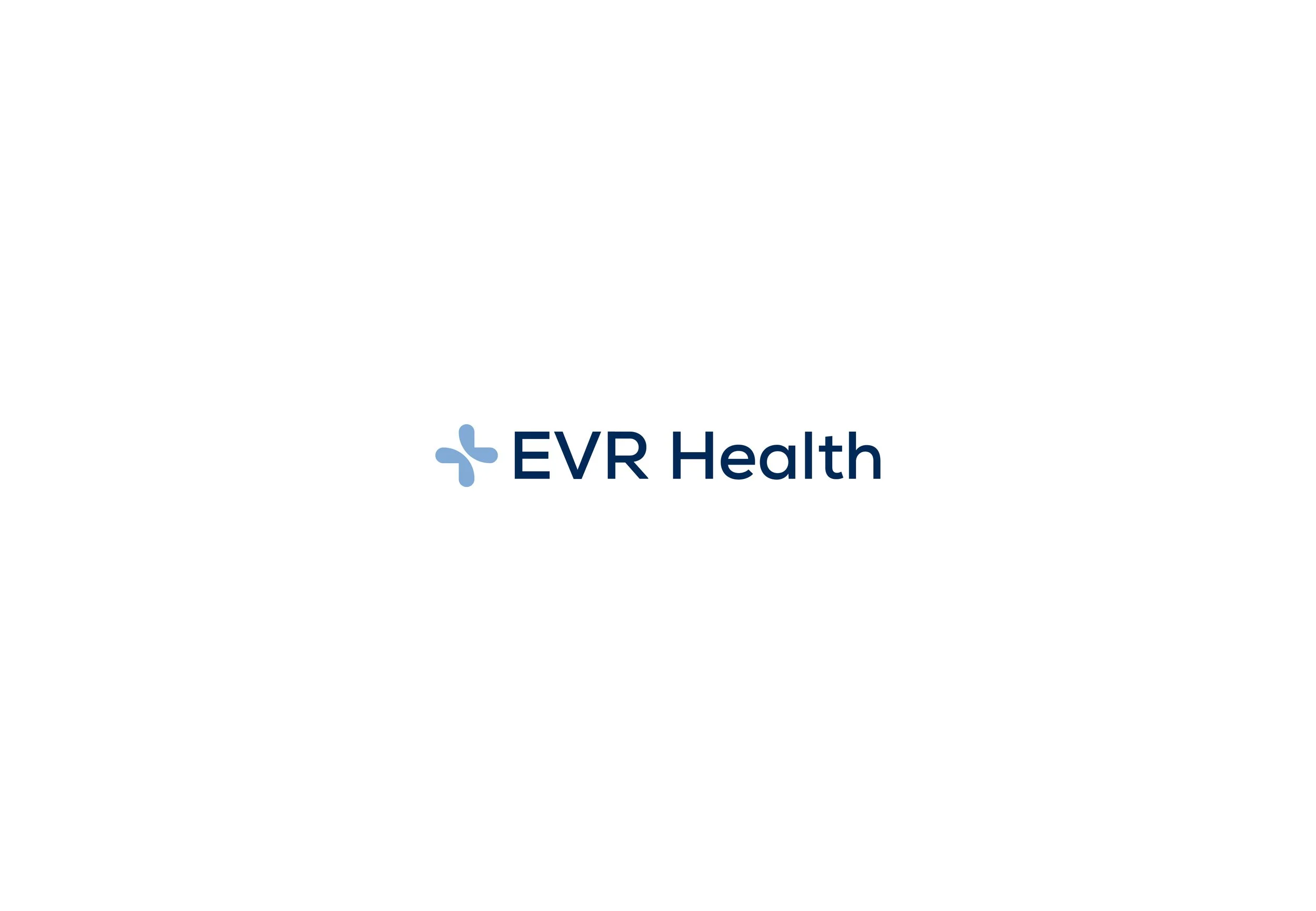 EVR Health logo with a blue abstract symbol and text