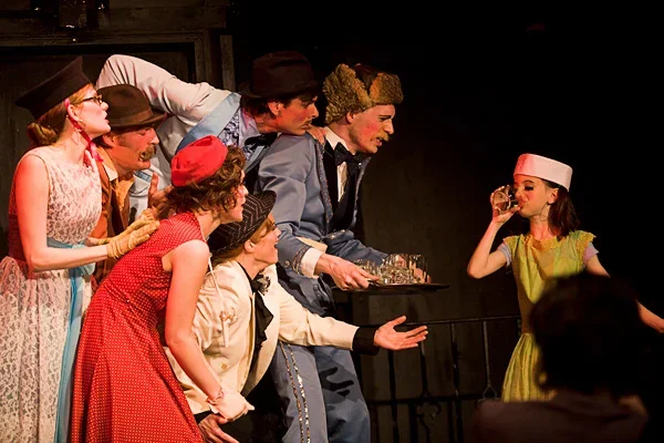 WE ARE UGLY BUT WE HAVE THE MUSIC. 2007. Jon Ferguson Theater. Directed by Jon Ferguson, developed with the ensemble. Pictured: Noah Bremer, Piper Siegel-Bruce, Kimberly Richardson, Tyson Forbes, Markell Kiefer, Jason Burnstein. Photo by Eric Melzer.