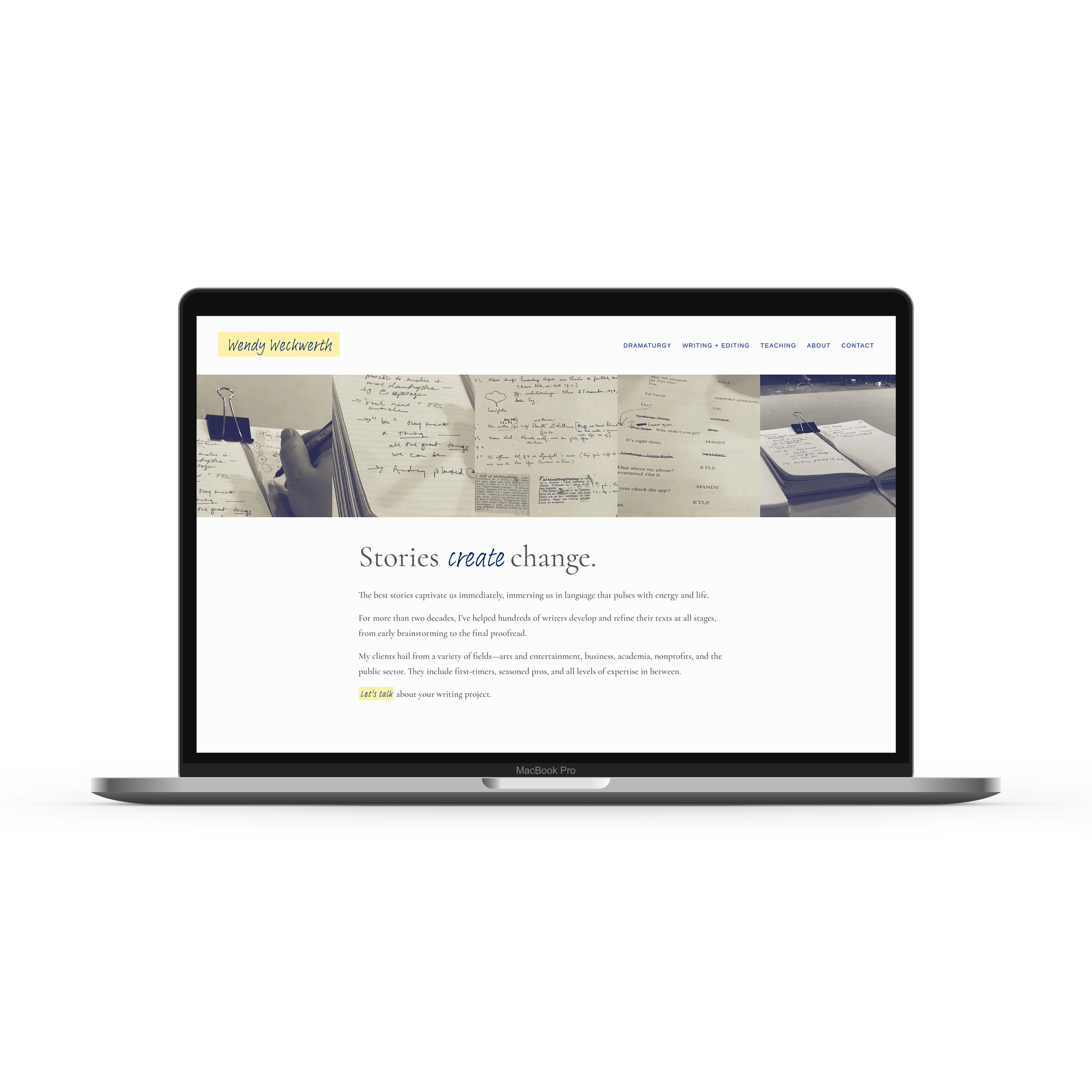  Wendy Weckwerth, Dramaturg.  Website designed using visual language of editing and proofreading.