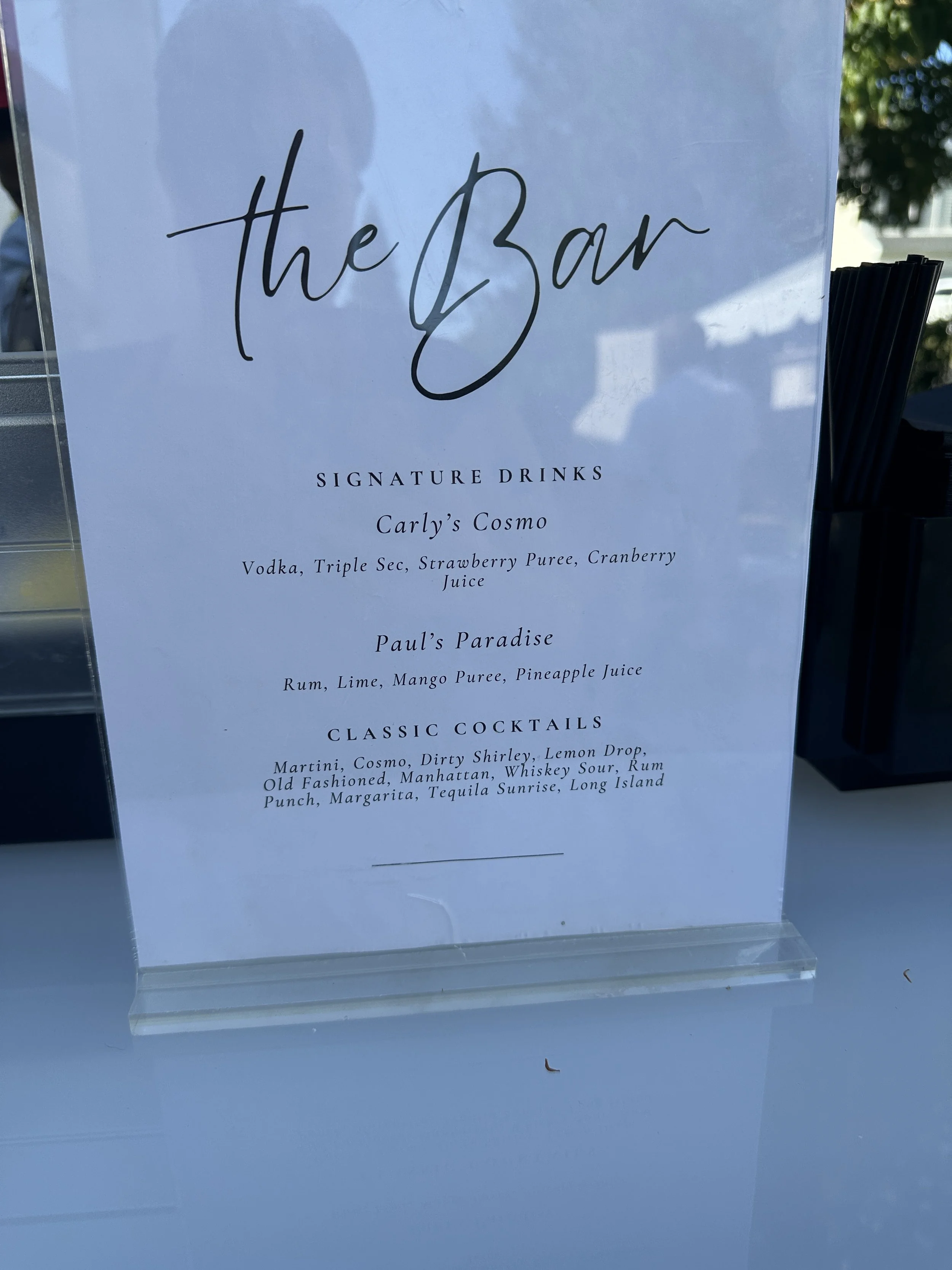 Custom menu for Carly and Paul's wedding