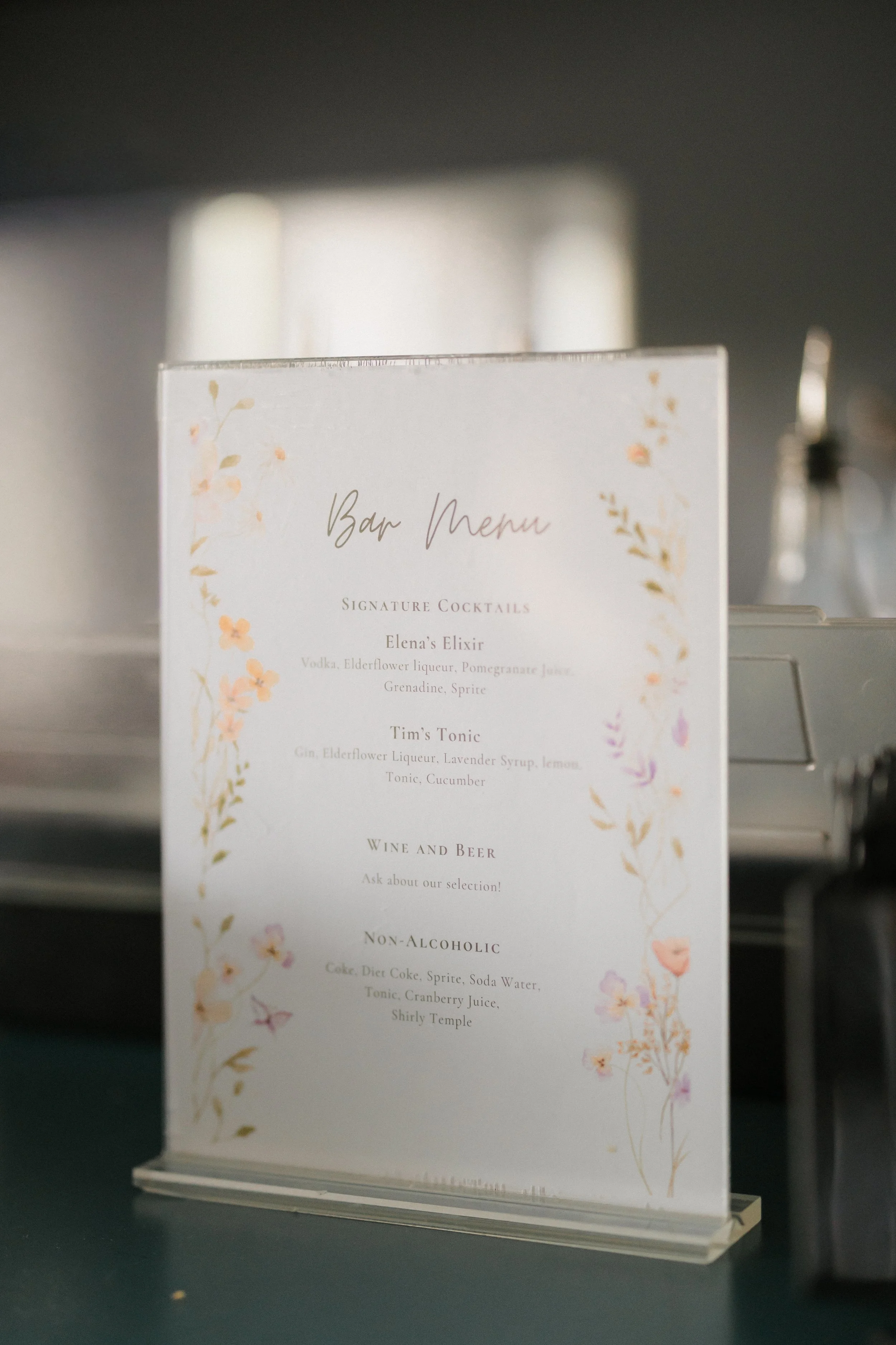 Custom Menu for Elena and Tim's wedding