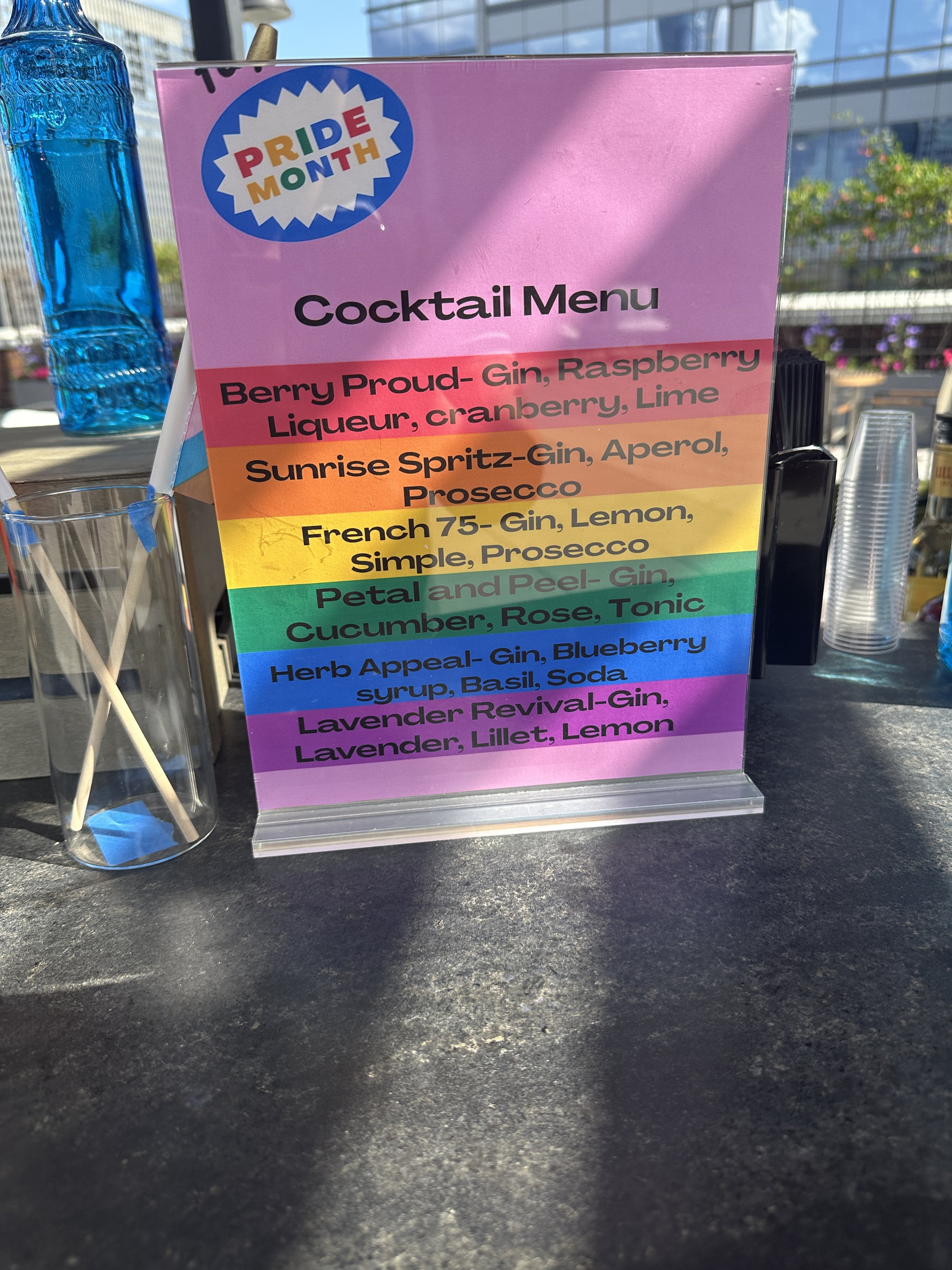 A gin drinks created inspired by each color of the rainbow