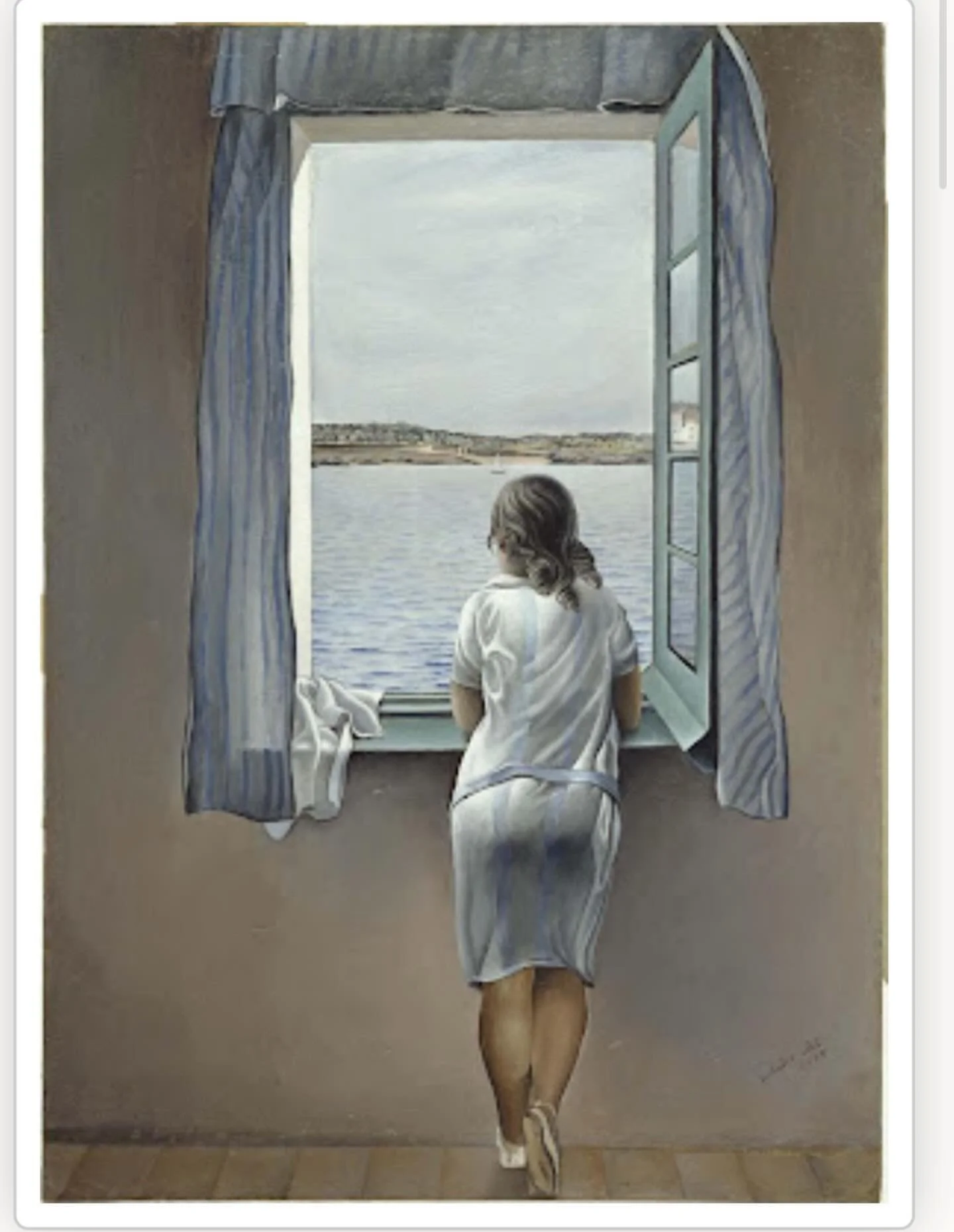 One of my favourites of Dal&iacute;: &ldquo;Muchacha en la ventana&rdquo; (Woman at the window). La hermana del artista mira al mar envuelta en suspiros de sal. The sister of the artist stares at the sea enveloped by sighs of salt. @museoreinasofia #